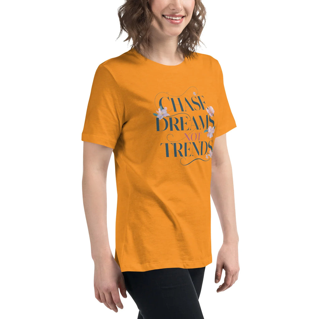 Women's Relaxed T-Shirt | Chase Dreams Not Trends Women's t-shirt AwRans Clothing womens-relaxed-t-shirt-heather-marmalade-right-front-67a40bf5d4cf9