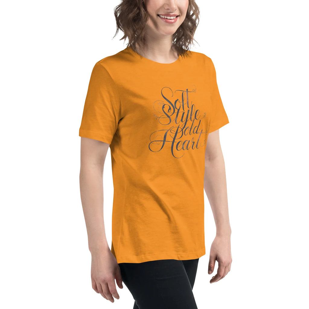 Women's Relaxed T-Shirt | Soft Style Heart Women's t-shirt AwRans Clothing womens-relaxed-t-shirt-heather-marmalade-right-front-67a40d037891f