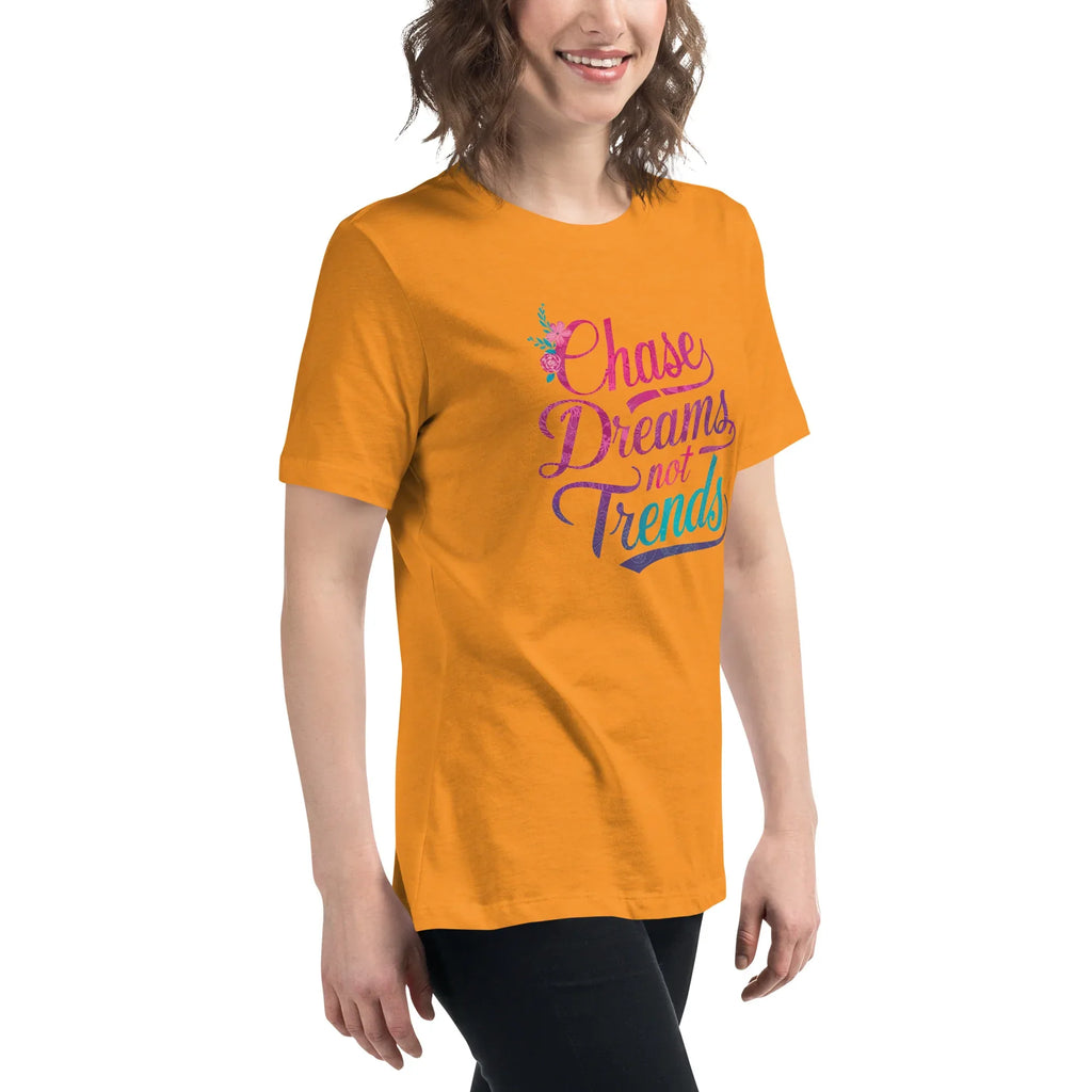 Women's Relaxed T-Shirt | Chase Dreams Not Trends Women's t-shirt AwRans Clothing womens-relaxed-t-shirt-heather-marmalade-right-front-67a40e00254b0