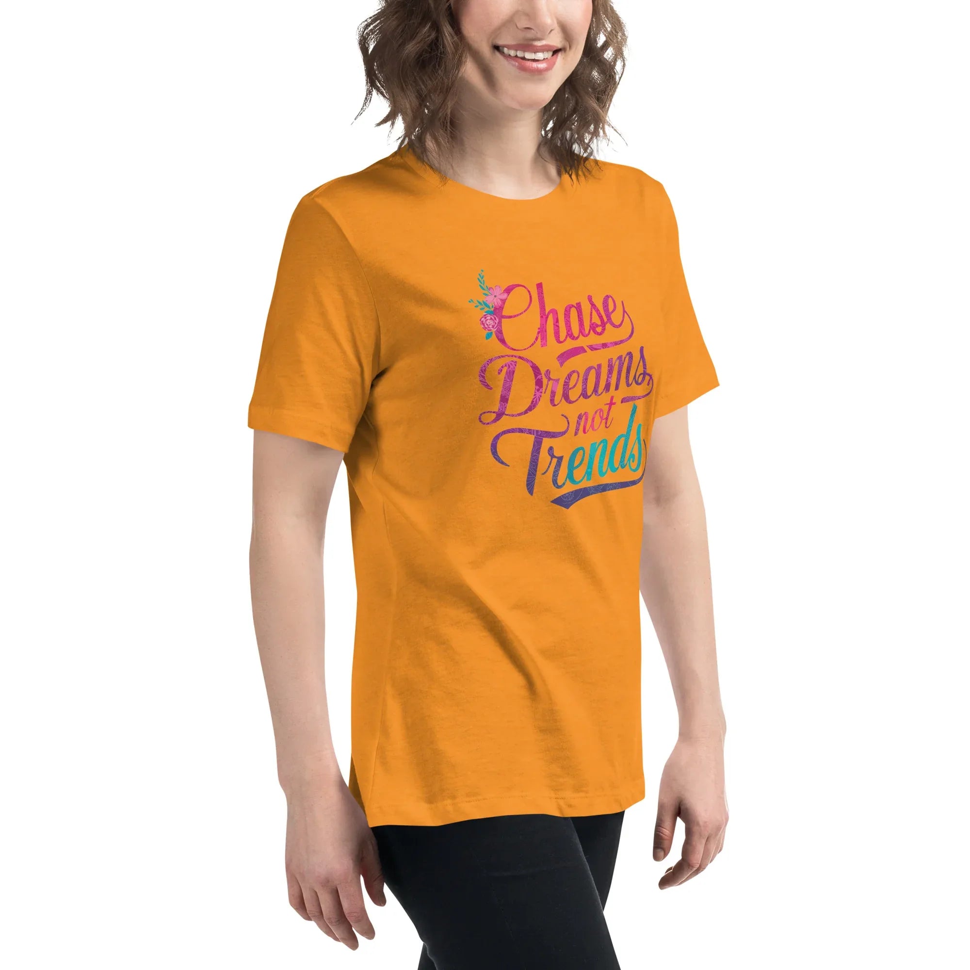 Women's Relaxed T-Shirt | Chase Dreams Not Trends Women's t-shirt AwRans Clothing womens-relaxed-t-shirt-heather-marmalade-right-front-67a40e00254b0