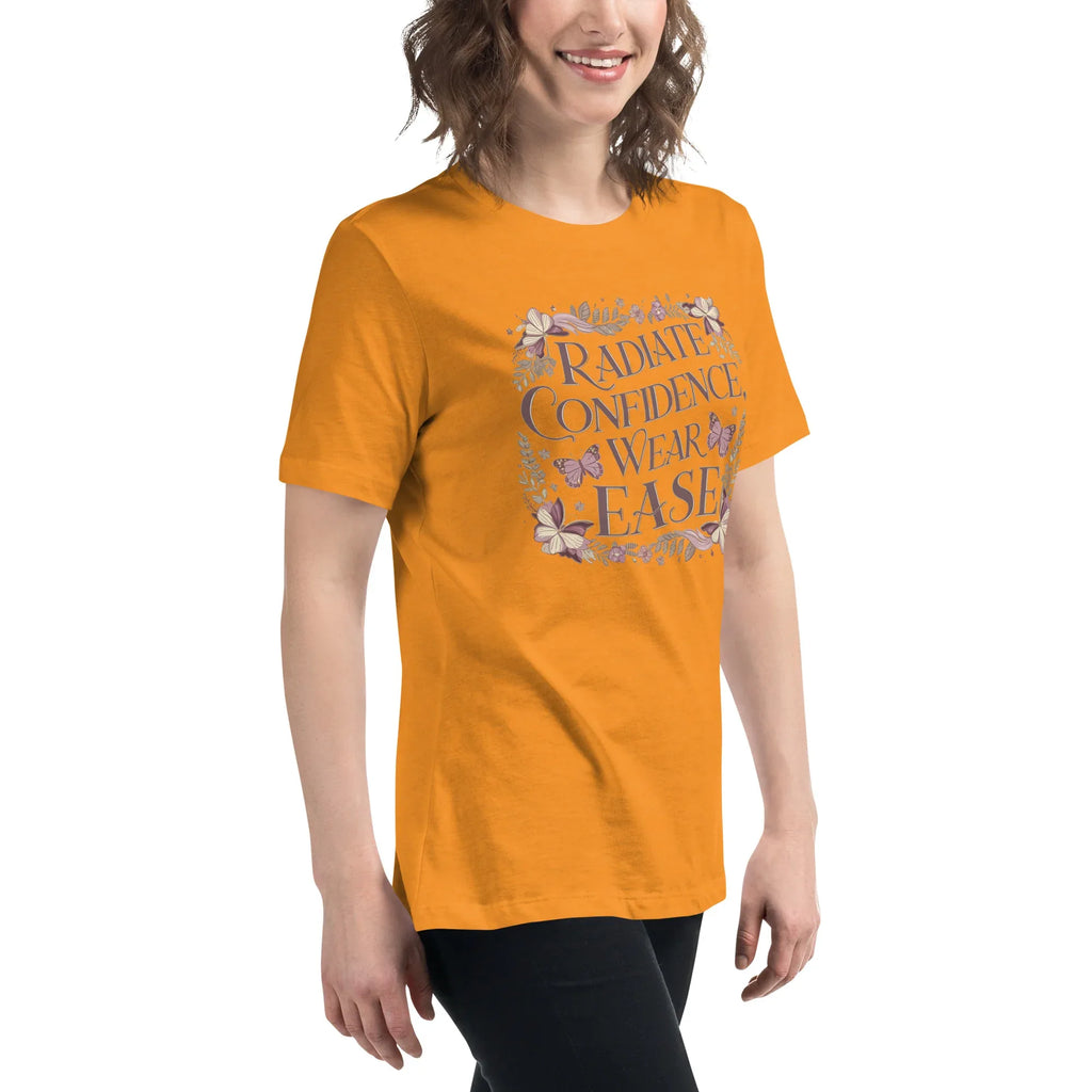 Women's Relaxed T-Shirt | Radiate Confidence Ease Women's t-shirt AwRans Clothing womens-relaxed-t-shirt-heather-marmalade-right-front-67a40ed86bb0b