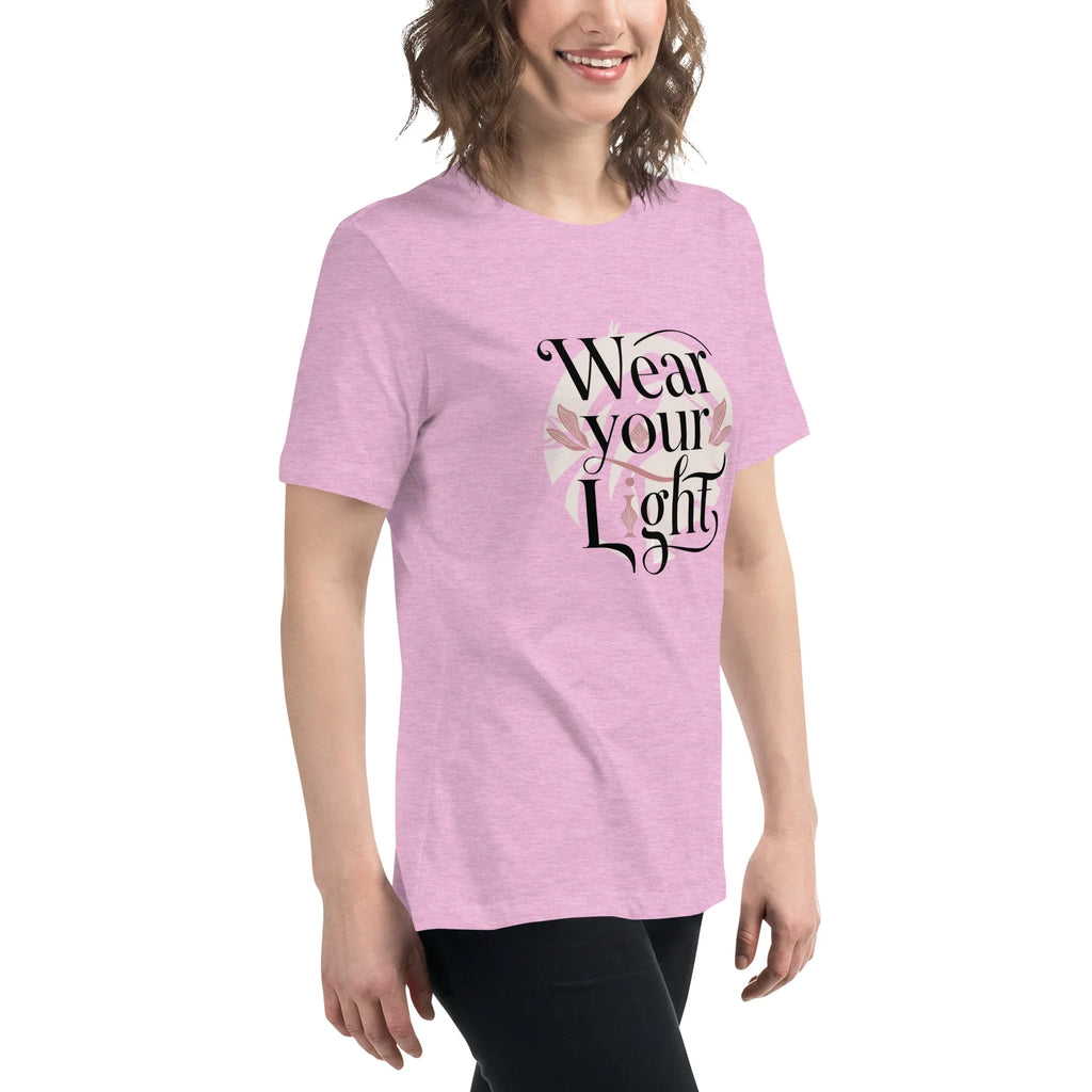 Women's Relaxed T-Shirt | Wear Your Light Women's t-shirt AwRans Clothing womens-relaxed-t-shirt-heather-prism-lilac-right-front-67a40a275204f
