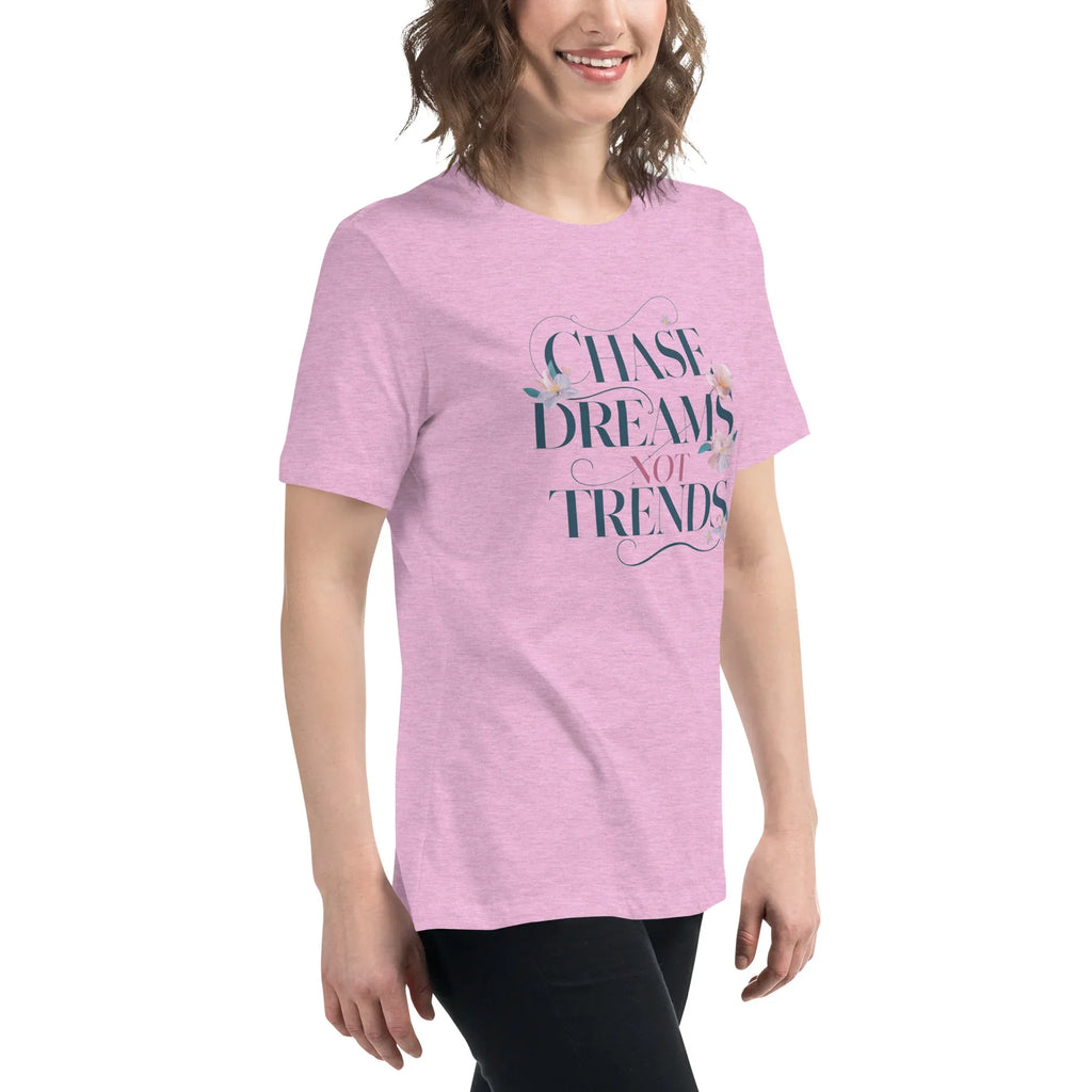 Women's Relaxed T-Shirt | Chase Dreams Not Trends Women's t-shirt AwRans Clothing womens-relaxed-t-shirt-heather-prism-lilac-right-front-67a40bf608d3c