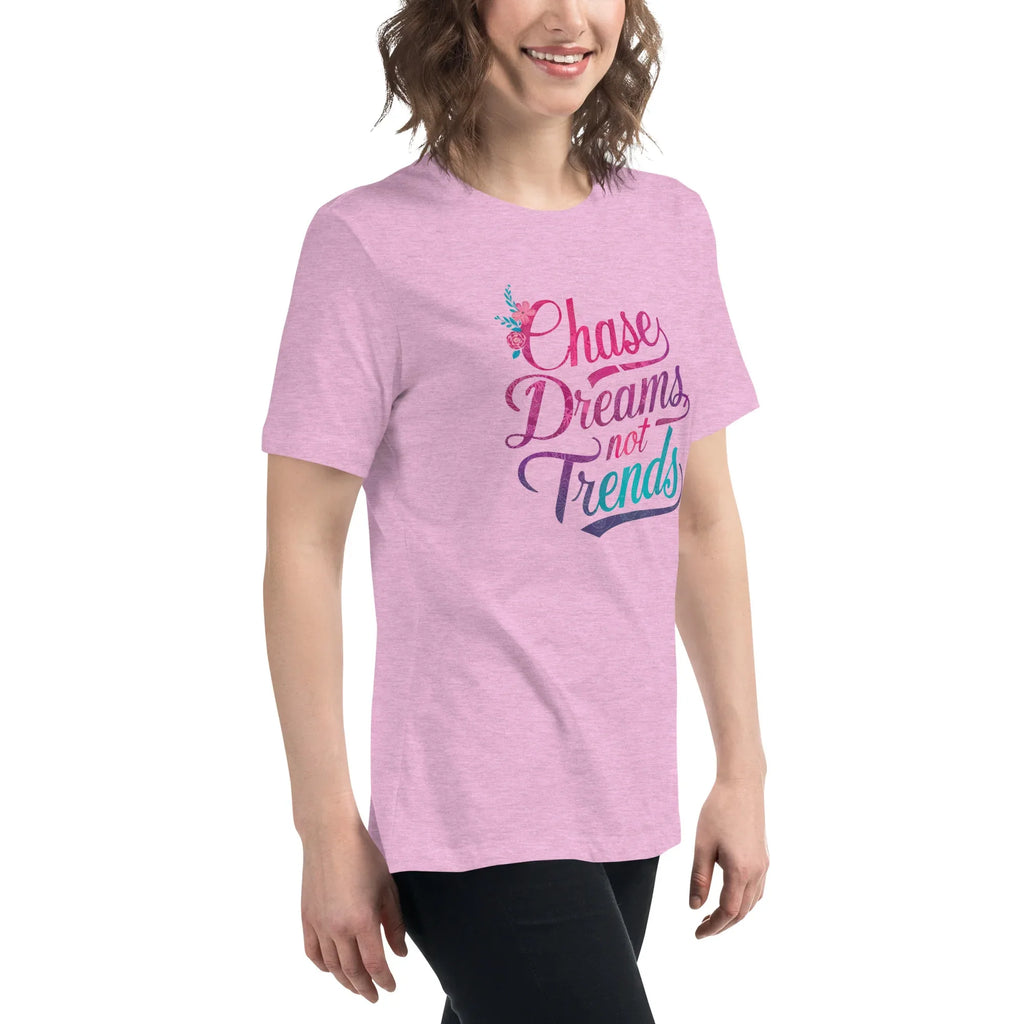 Women's Relaxed T-Shirt | Chase Dreams Not Trends Women's t-shirt AwRans Clothing womens-relaxed-t-shirt-heather-prism-lilac-right-front-67a40e0052a5c