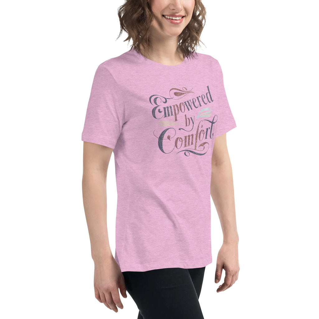 Women's Relaxed T-Shirt | Empowered By Comfort Women's t-shirt AwRans Clothing womens-relaxed-t-shirt-heather-prism-lilac-right-front-67a40e9dbd069