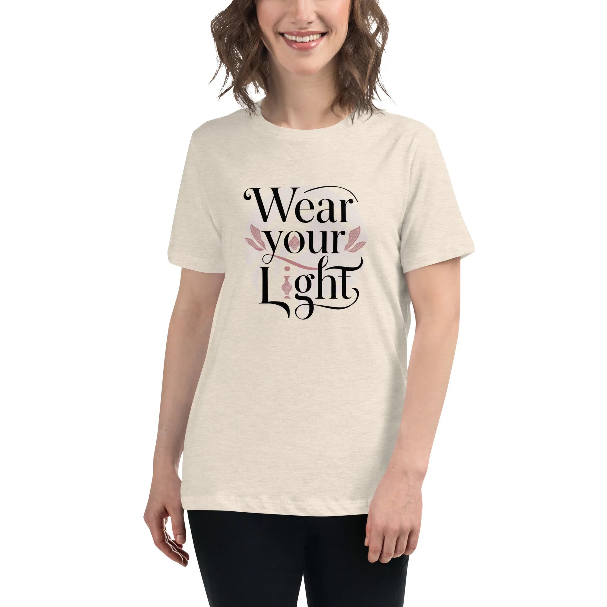 Women's Relaxed T-Shirt | Wear Your Light Heather Prism Natural Women's t-shirt AwRans Clothing womens-relaxed-t-shirt-heather-prism-natural-front-67a40a276ac99