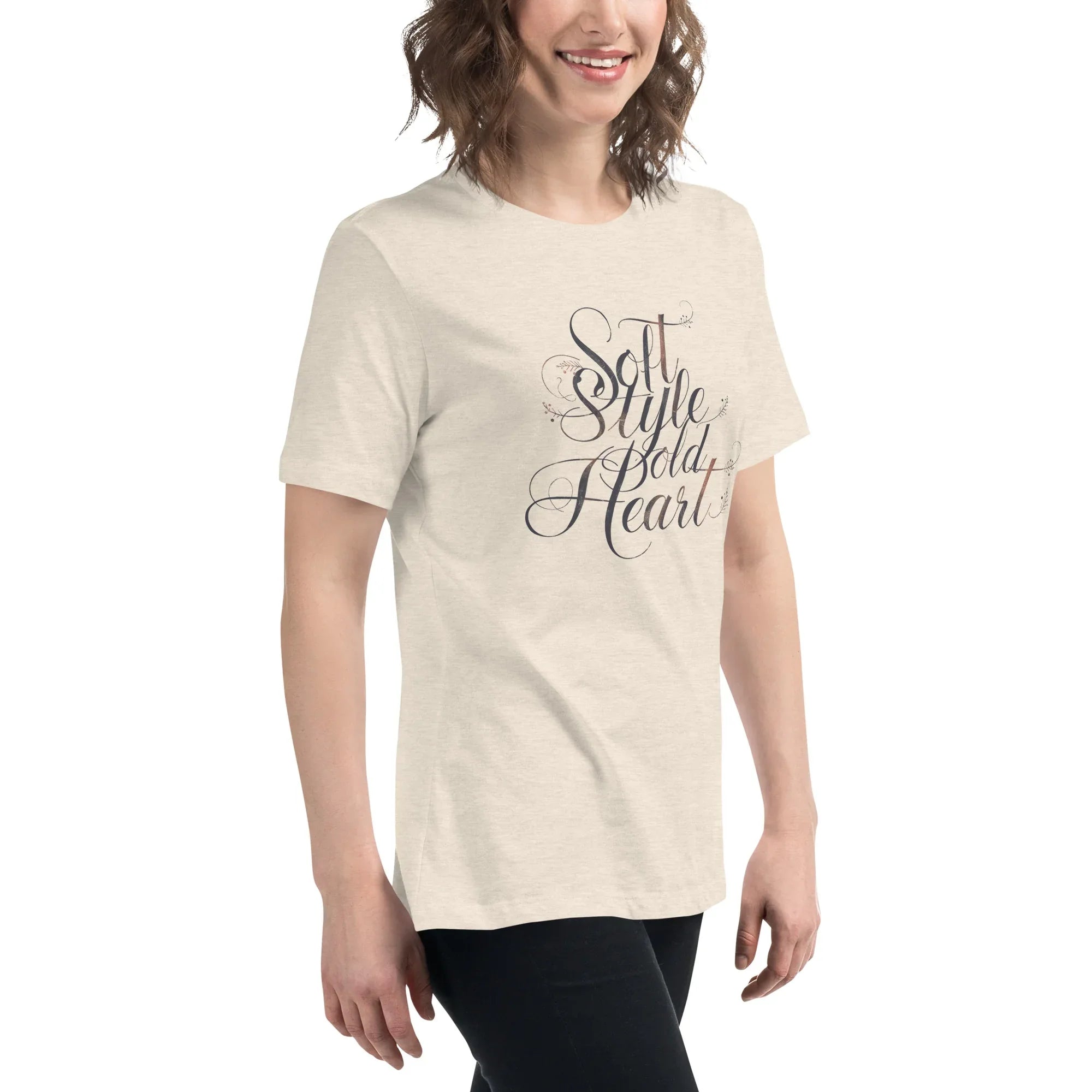 Women's Relaxed T-Shirt | Soft Style Heart Women's t-shirt AwRans Clothing womens-relaxed-t-shirt-heather-prism-natural-right-front-67a40d03bb42a