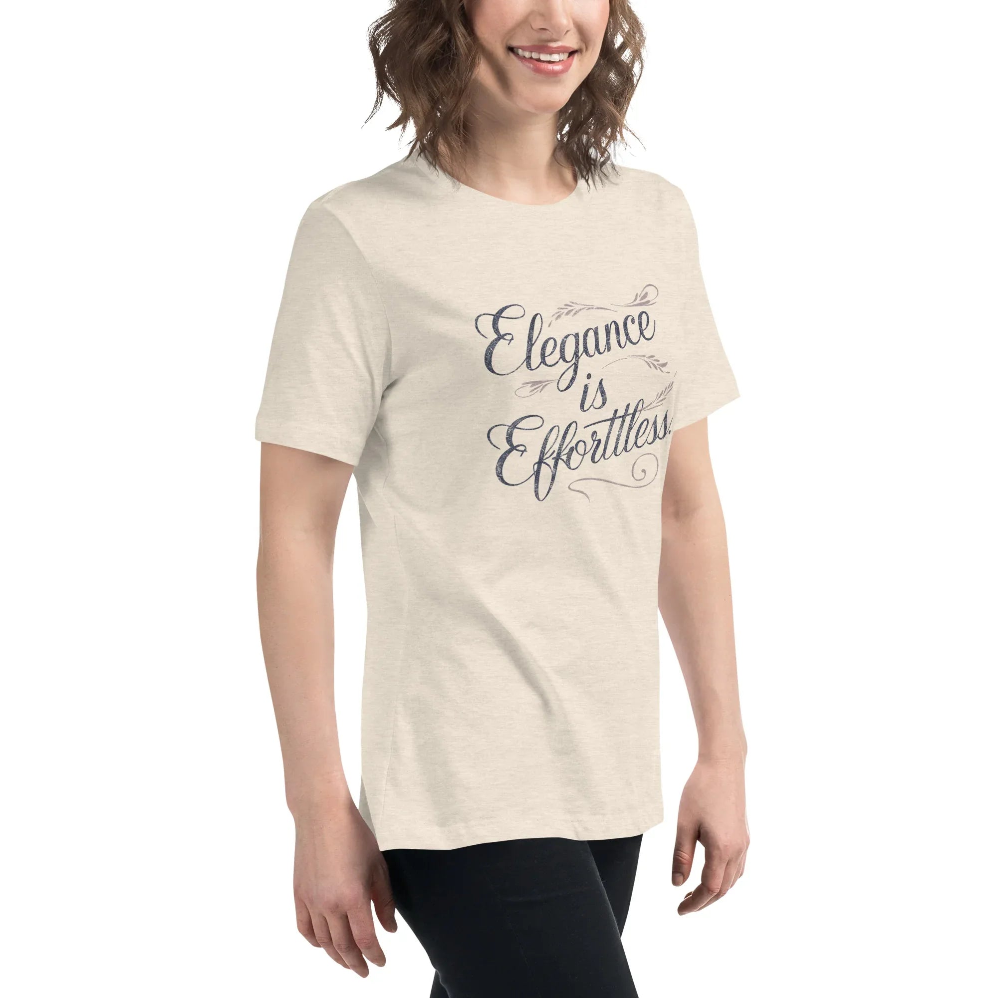 Women's Relaxed T-Shirt | Elegance Is Effortless Women's t-shirt AwRans Clothing womens-relaxed-t-shirt-heather-prism-natural-right-front-67a40dcd72bcc