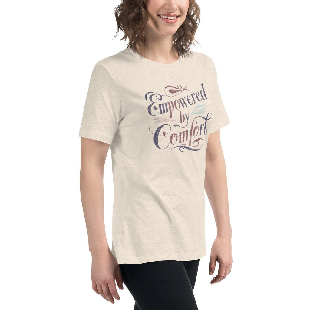 Women's Relaxed T-Shirt | Empowered By Comfort Women's t-shirt AwRans Clothing womens-relaxed-t-shirt-heather-prism-natural-right-front-67a40e9dd501a