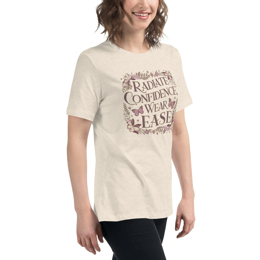 Women's Relaxed T-Shirt | Radiate Confidence Ease Women's t-shirt AwRans Clothing womens-relaxed-t-shirt-heather-prism-natural-right-front-67a40ed8bd7bf
