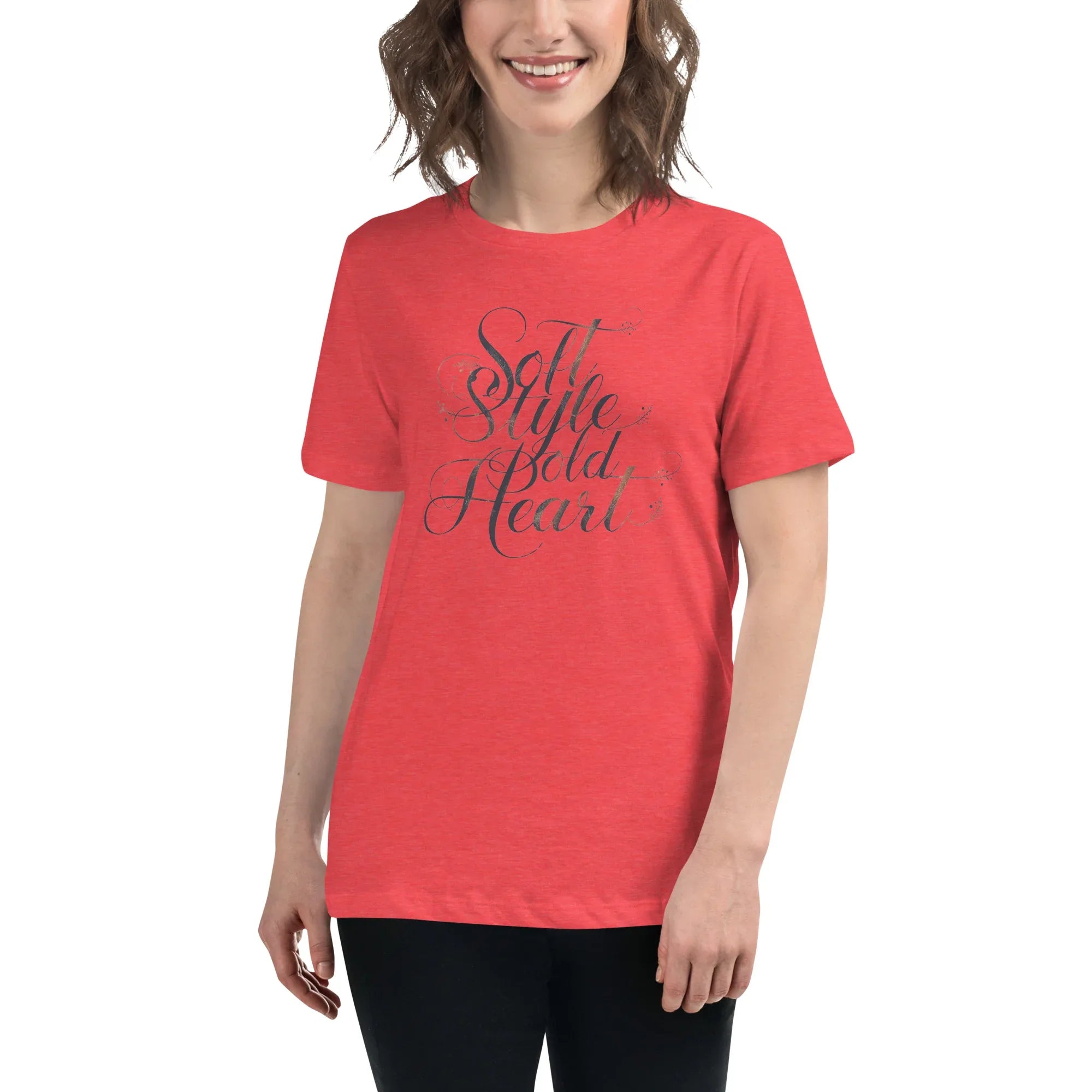Women's Relaxed T-Shirt | Soft Style Heart Heather Red Women's t-shirt AwRans Clothing womens-relaxed-t-shirt-heather-red-front-67a40d035d82a