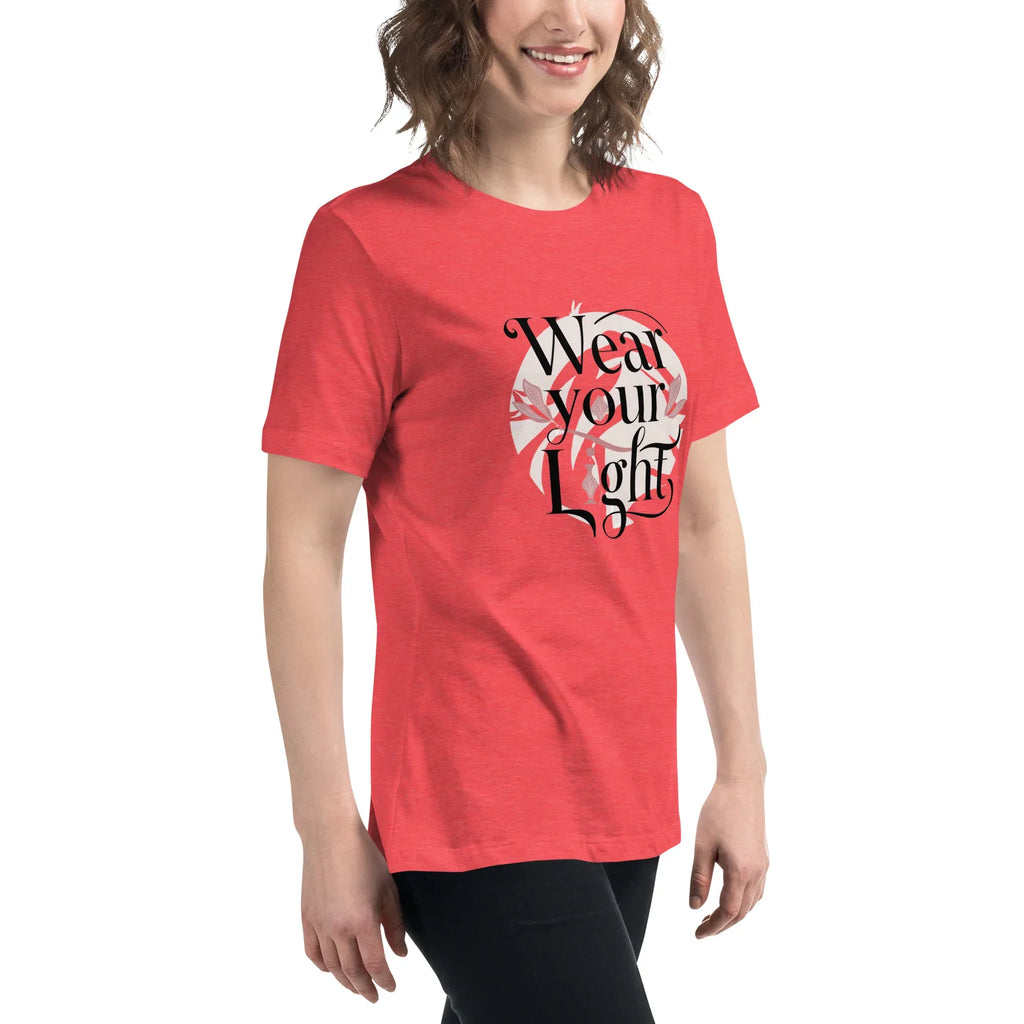 Women's Relaxed T-Shirt | Wear Your Light Women's t-shirt AwRans Clothing womens-relaxed-t-shirt-heather-red-right-front-67a40a2715f28