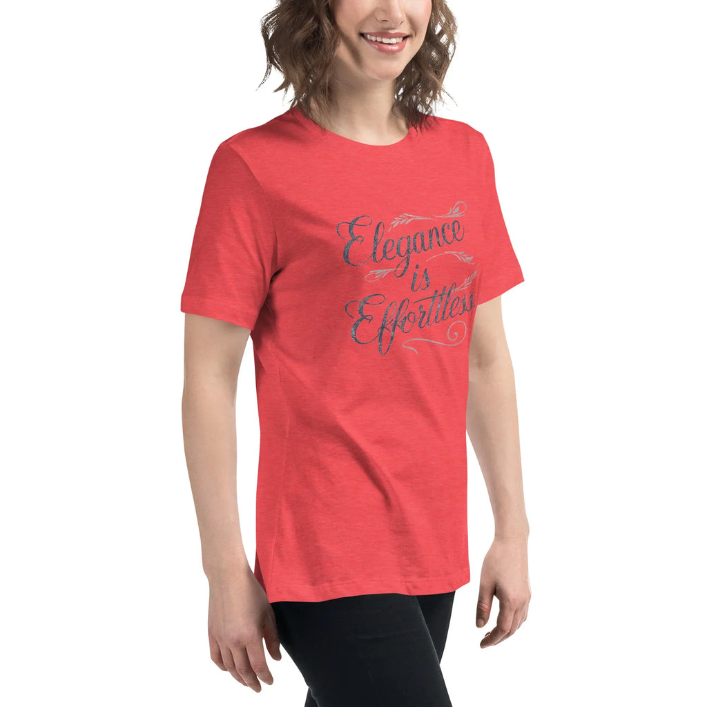 Women's Relaxed T-Shirt | Elegance Is Effortless Women's t-shirt AwRans Clothing womens-relaxed-t-shirt-heather-red-right-front-67a40dcd12c77