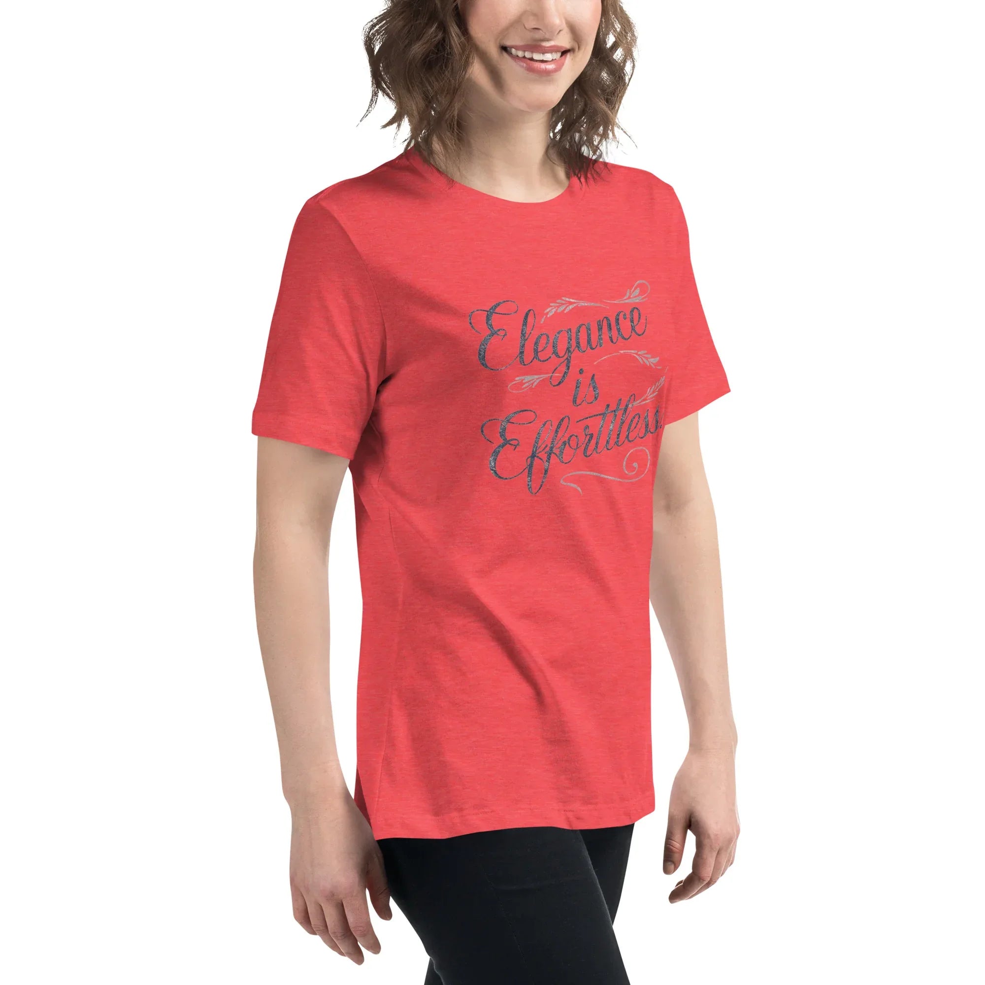 Women's Relaxed T-Shirt | Elegance Is Effortless Women's t-shirt AwRans Clothing womens-relaxed-t-shirt-heather-red-right-front-67a40dcd12c77