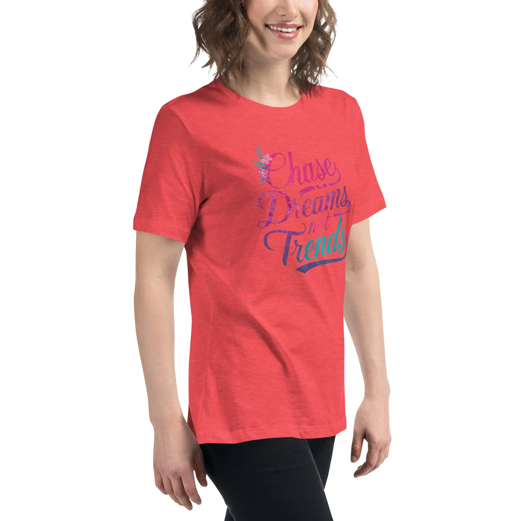 Women's Relaxed T-Shirt | Chase Dreams Not Trends Women's t-shirt AwRans Clothing womens-relaxed-t-shirt-heather-red-right-front-67a40e0010acb