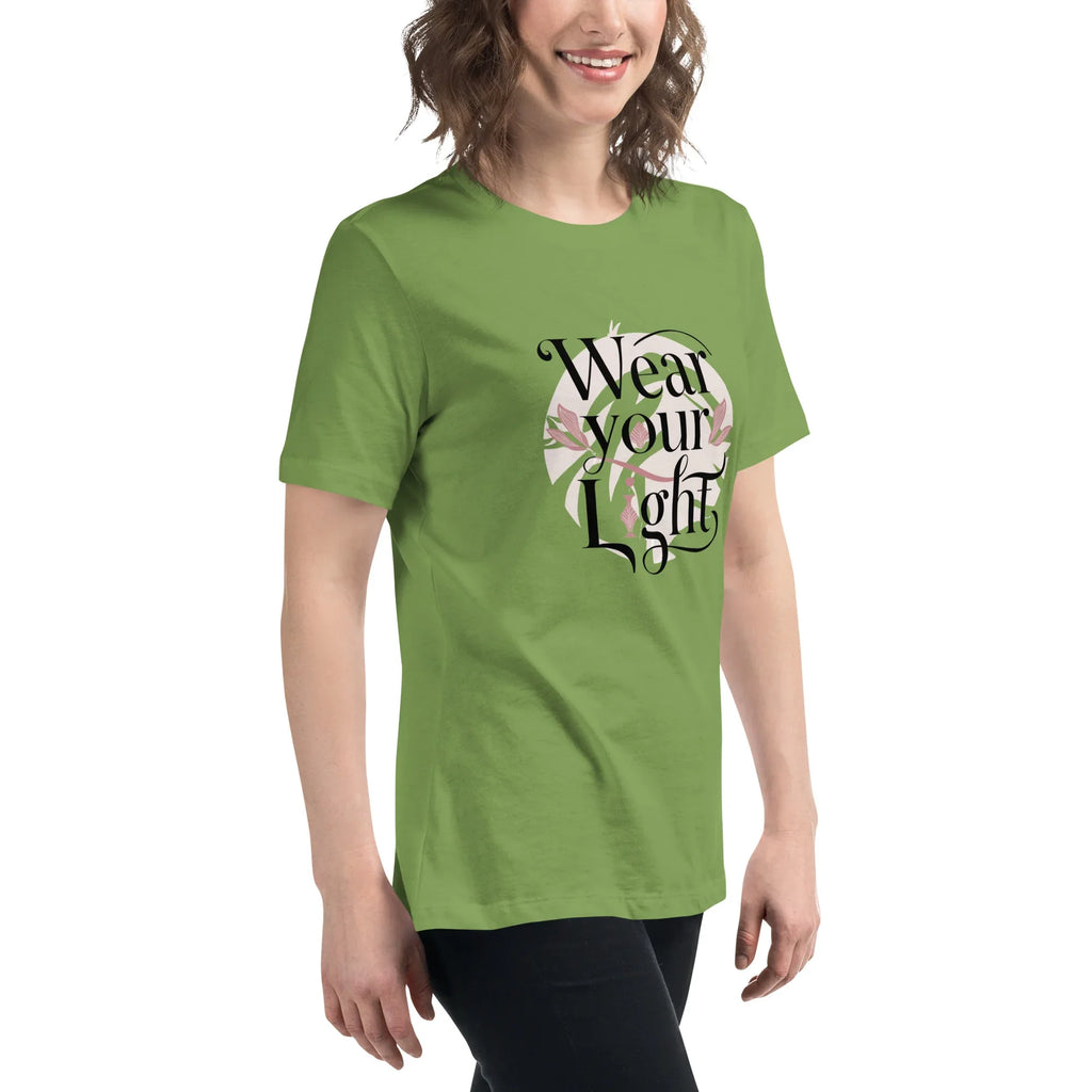 Women's Relaxed T-Shirt | Wear Your Light Women's t-shirt AwRans Clothing womens-relaxed-t-shirt-leaf-right-front-67a40a2720ad0