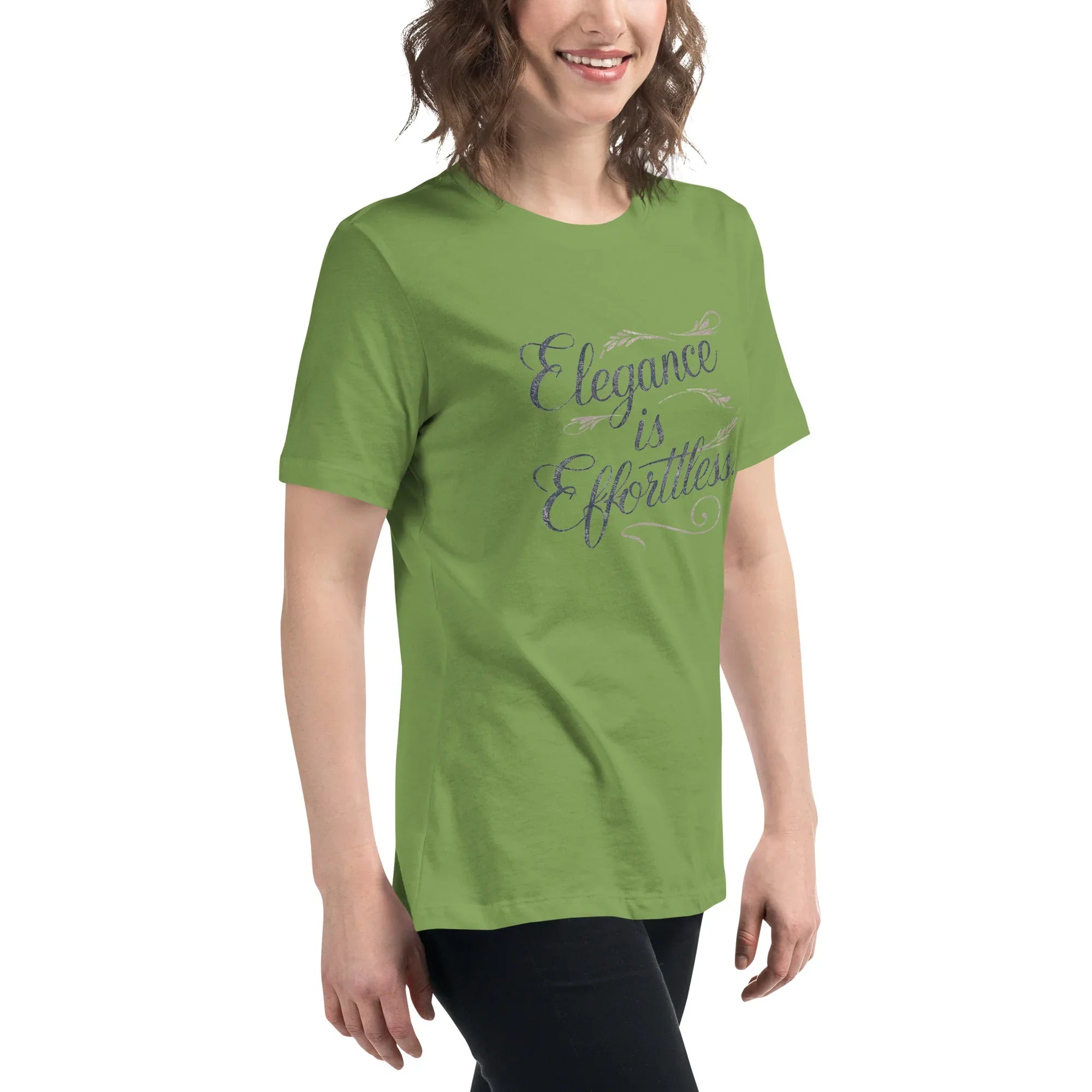 Women's Relaxed T-Shirt | Elegance Is Effortless Women's t-shirt AwRans Clothing womens-relaxed-t-shirt-leaf-right-front-67a40dcd1f255