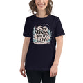 Women's Relaxed T-Shirt | Less Stress More Flow Navy Women's t-shirt AwRans Clothing womens-relaxed-t-shirt-navy-front-67a40a8ad895e