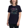 Women's Relaxed T-Shirt | Less Stress More Flow Navy Women's t-shirt AwRans Clothing womens-relaxed-t-shirt-navy-front-67a40c20e6895