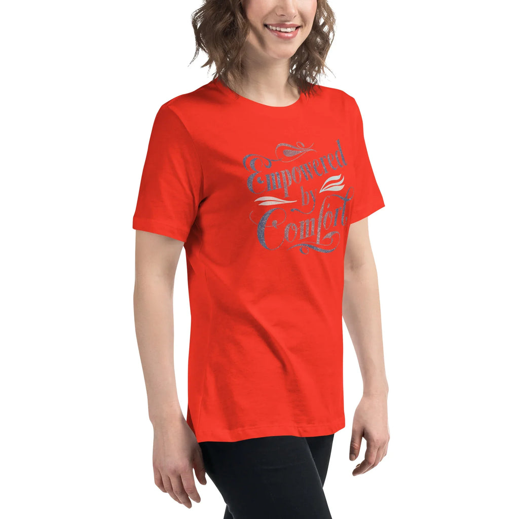 Women's Relaxed T-Shirt | Empowered By Comfort Women's t-shirt AwRans Clothing womens-relaxed-t-shirt-poppy-right-front-67a40e9d755f1