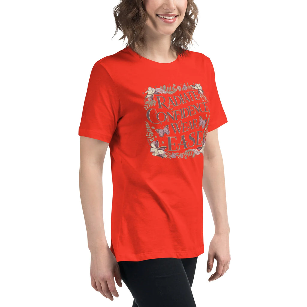 Women's Relaxed T-Shirt | Radiate Confidence Ease Women's t-shirt AwRans Clothing womens-relaxed-t-shirt-poppy-right-front-67a40ed852224