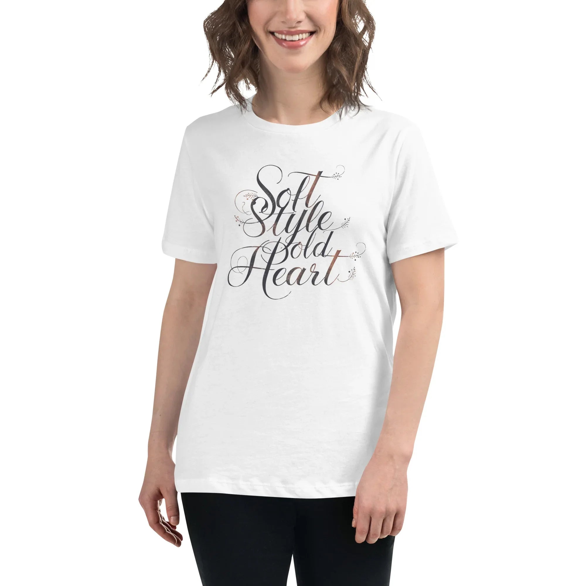 Women's Relaxed T-Shirt | Soft Style Heart White Women's t-shirt AwRans Clothing womens-relaxed-t-shirt-white-front-67a40d03d3246