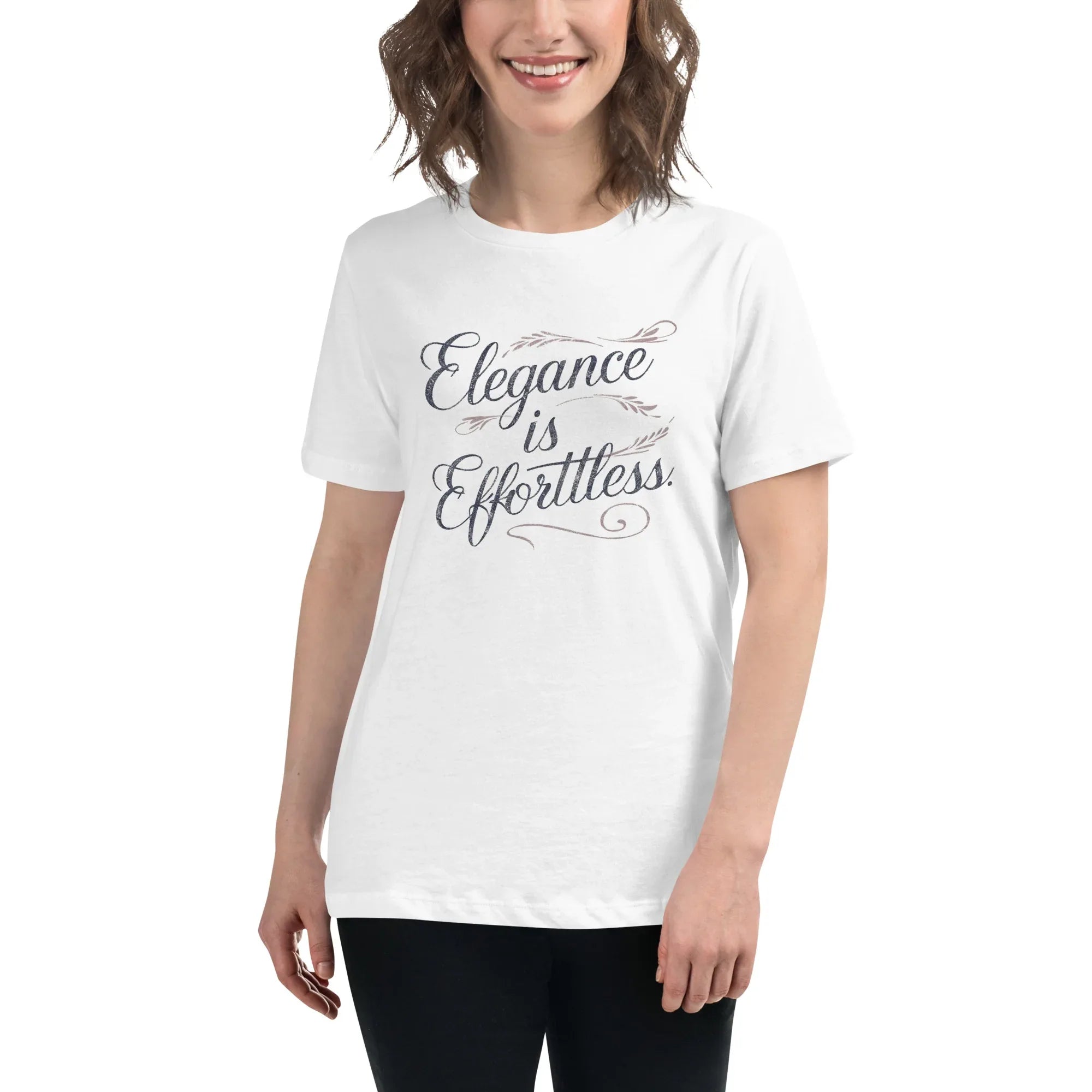 Women's Relaxed T-Shirt | Elegance Is Effortless White Women's t-shirt AwRans Clothing womens-relaxed-t-shirt-white-front-67a40dcd8fb44