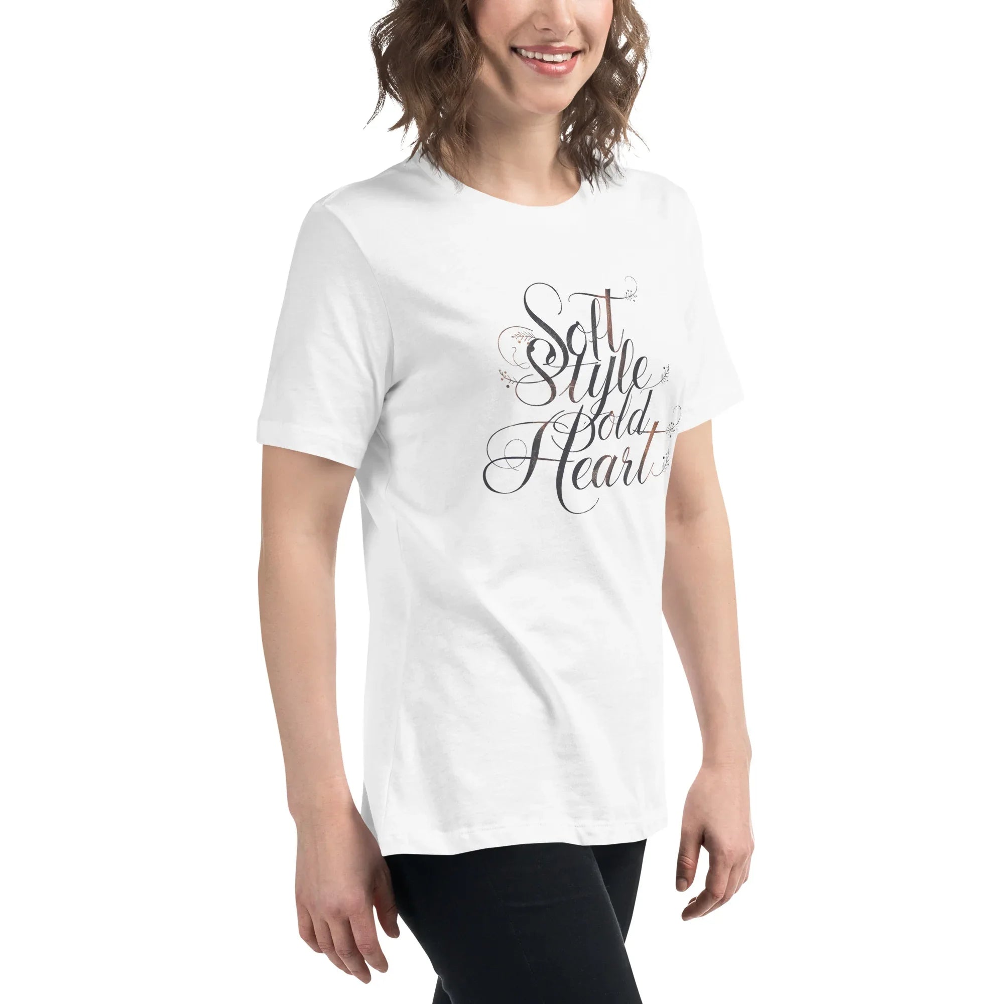 Women's Relaxed T-Shirt | Soft Style Heart Women's t-shirt AwRans Clothing womens-relaxed-t-shirt-white-right-front-67a40d03d9114