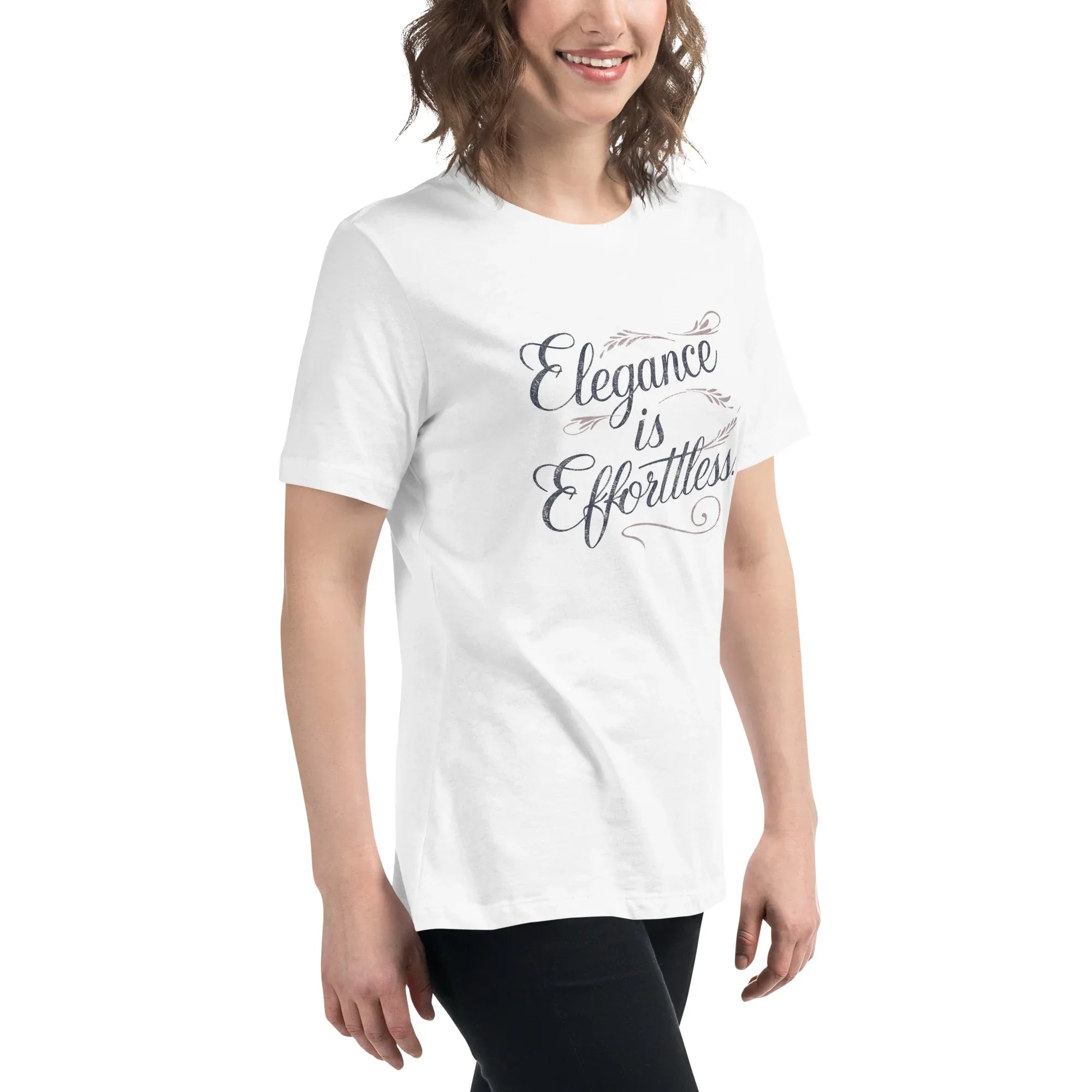 Women's Relaxed T-Shirt | Elegance Is Effortless Women's t-shirt AwRans Clothing womens-relaxed-t-shirt-white-right-front-67a40dcd94bd8