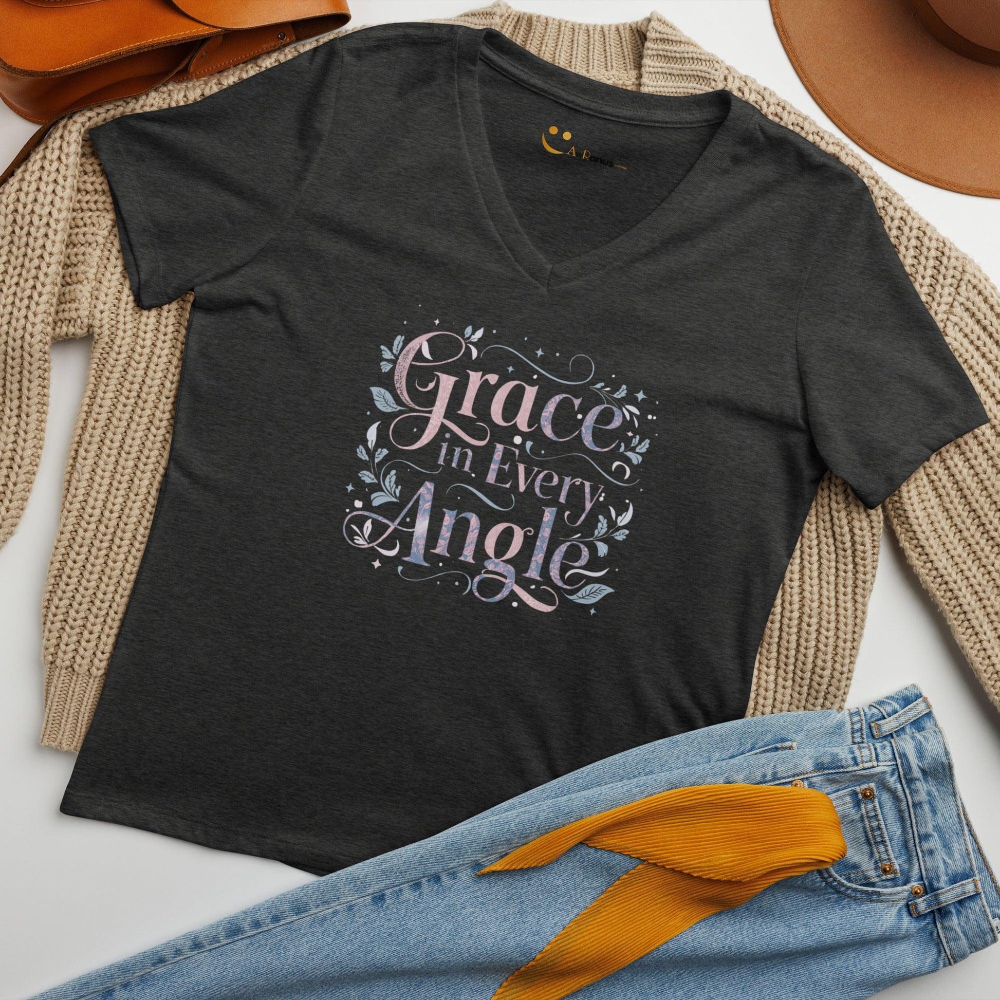 Women’s Relaxed V-Neck T-Shirt | Grace In Every Angle - AwRans Clothing