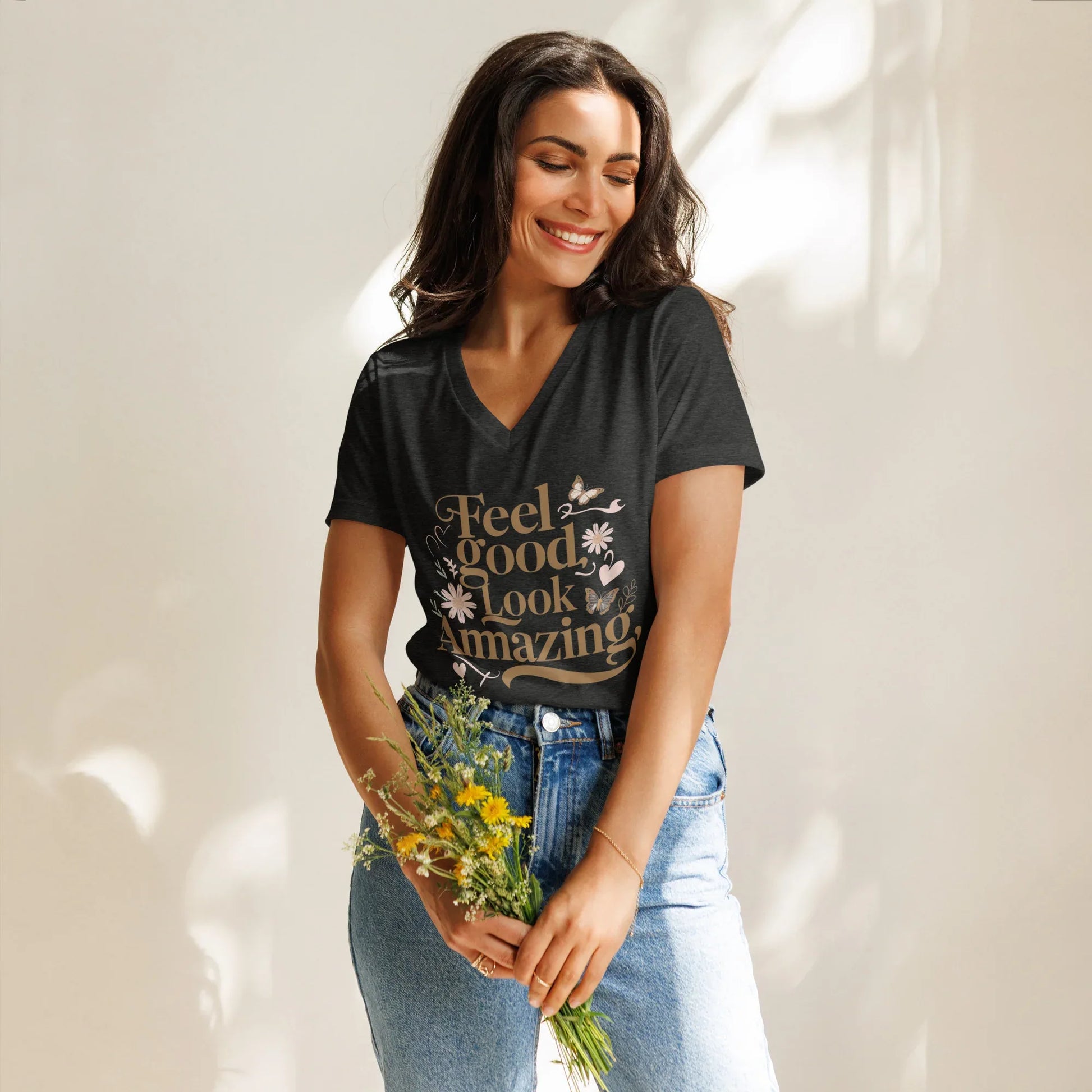 Women’s Relaxed V-Neck T-Shirt | Feel Good Look Amazing - AwRans Clothing