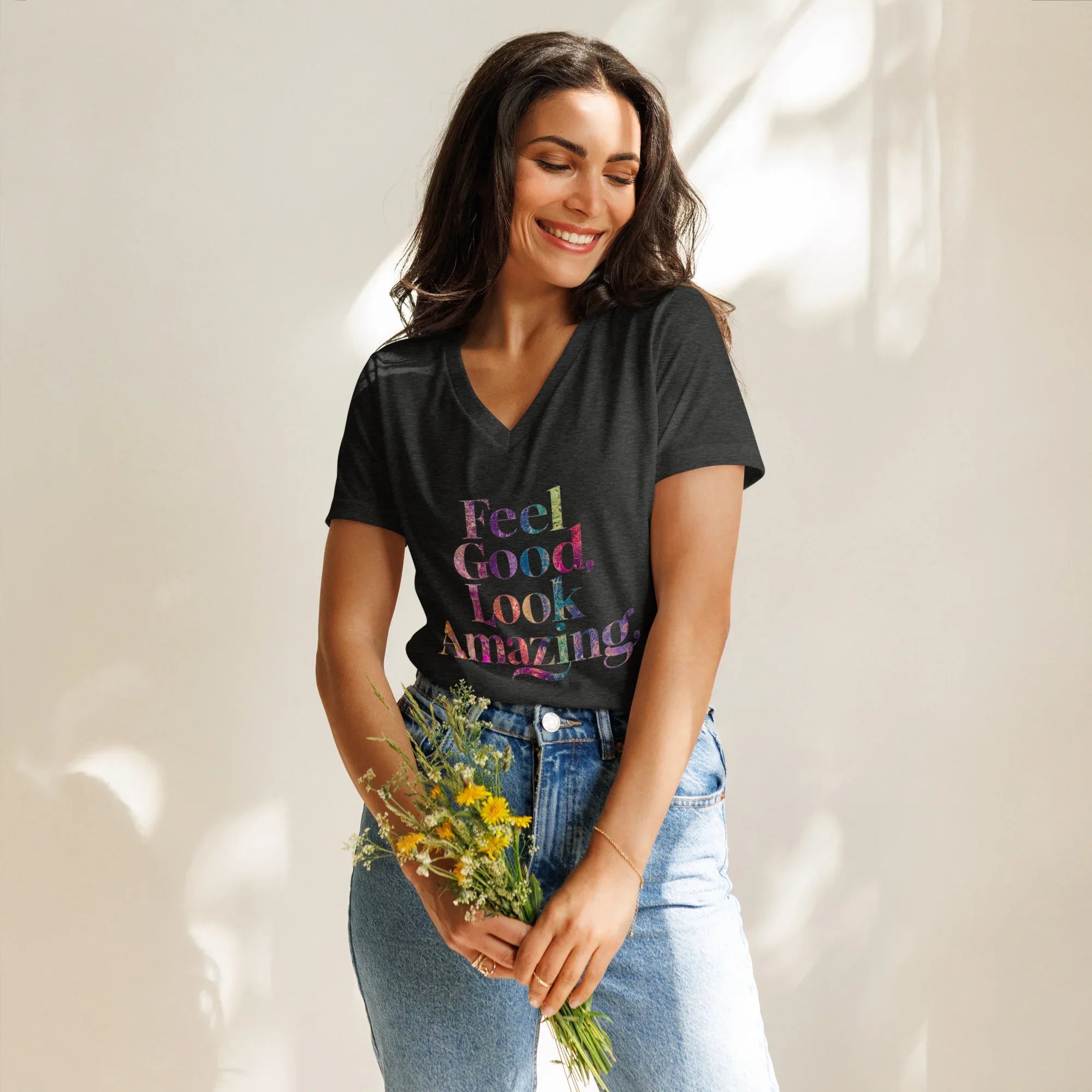 Women’s Relaxed V-Neck T-Shirt | Feel Good Look Amazing - AwRans Clothing