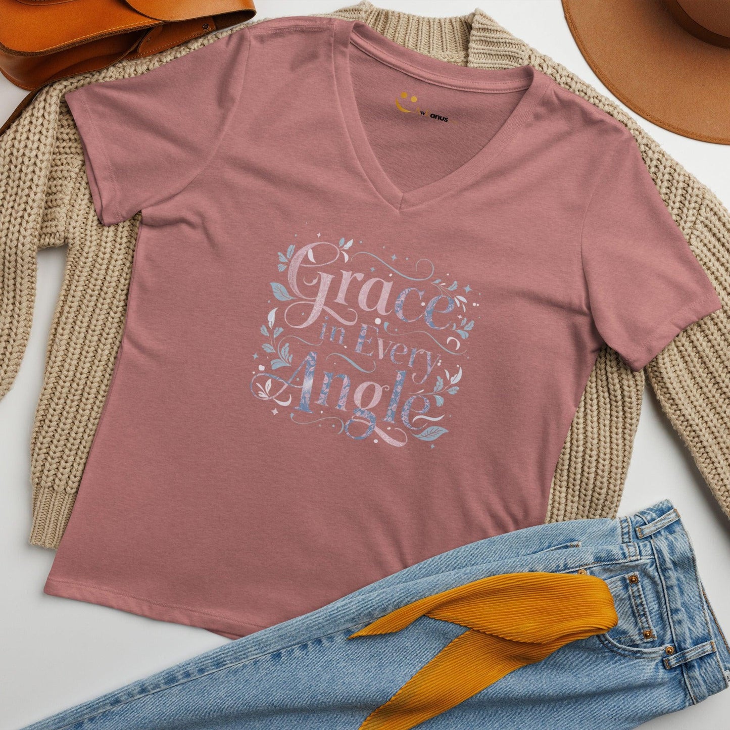 Women’s Relaxed V-Neck T-Shirt | Grace In Every Angle - AwRans Clothing