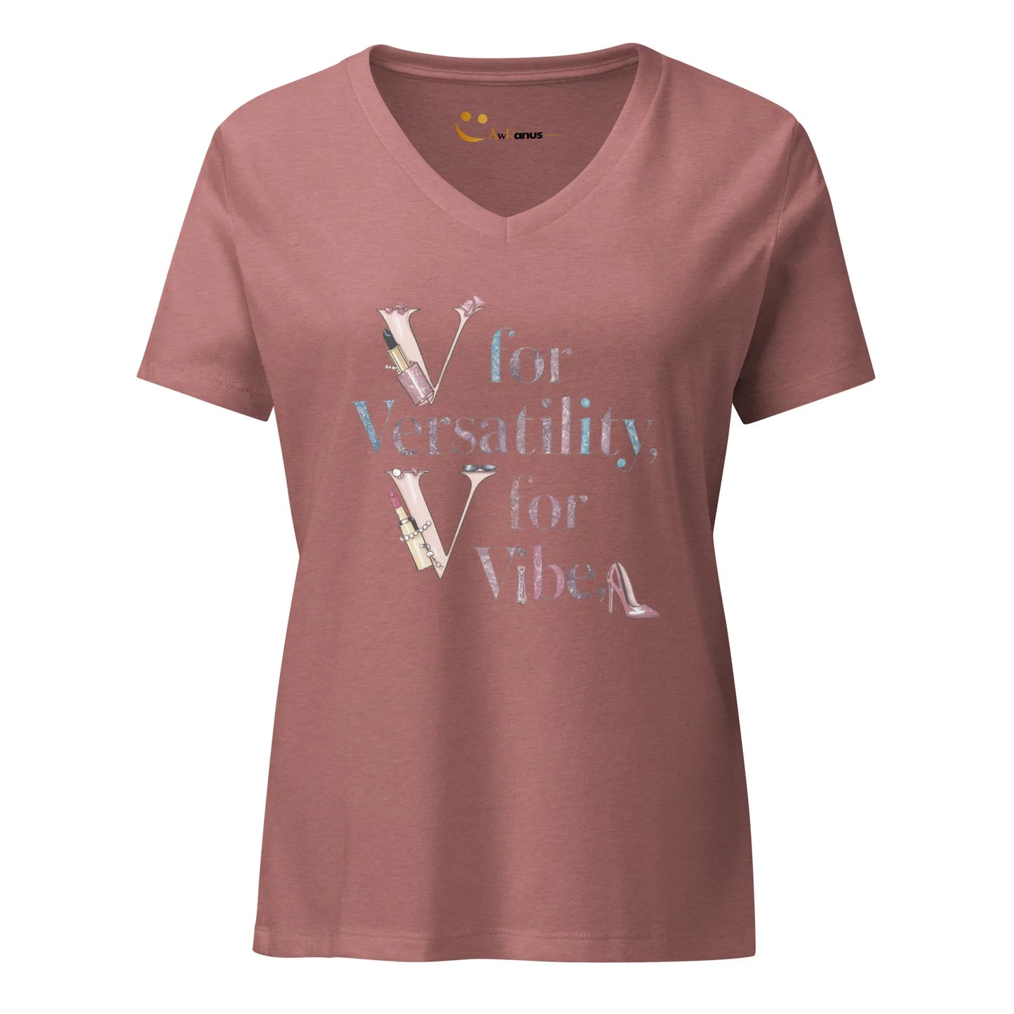 Women’s Relaxed V-Neck T-Shirt | V For Versatility,For Vibe - AwRans Clothing