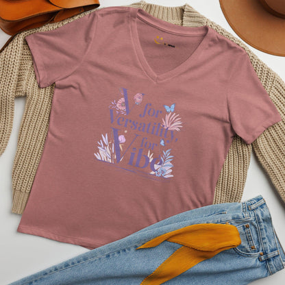 Women’s Relaxed V-Neck T-Shirt | V For Versatility,For Vibe - AwRans Clothing