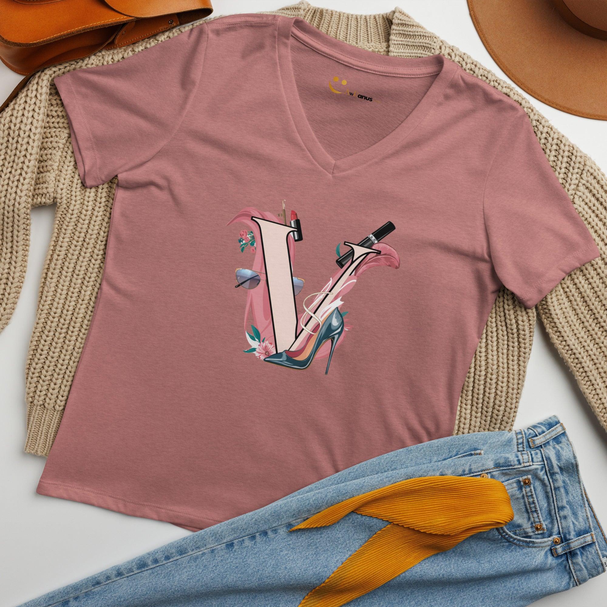 Women’s Relaxed V-Neck T-Shirt | V - AwRans Clothing