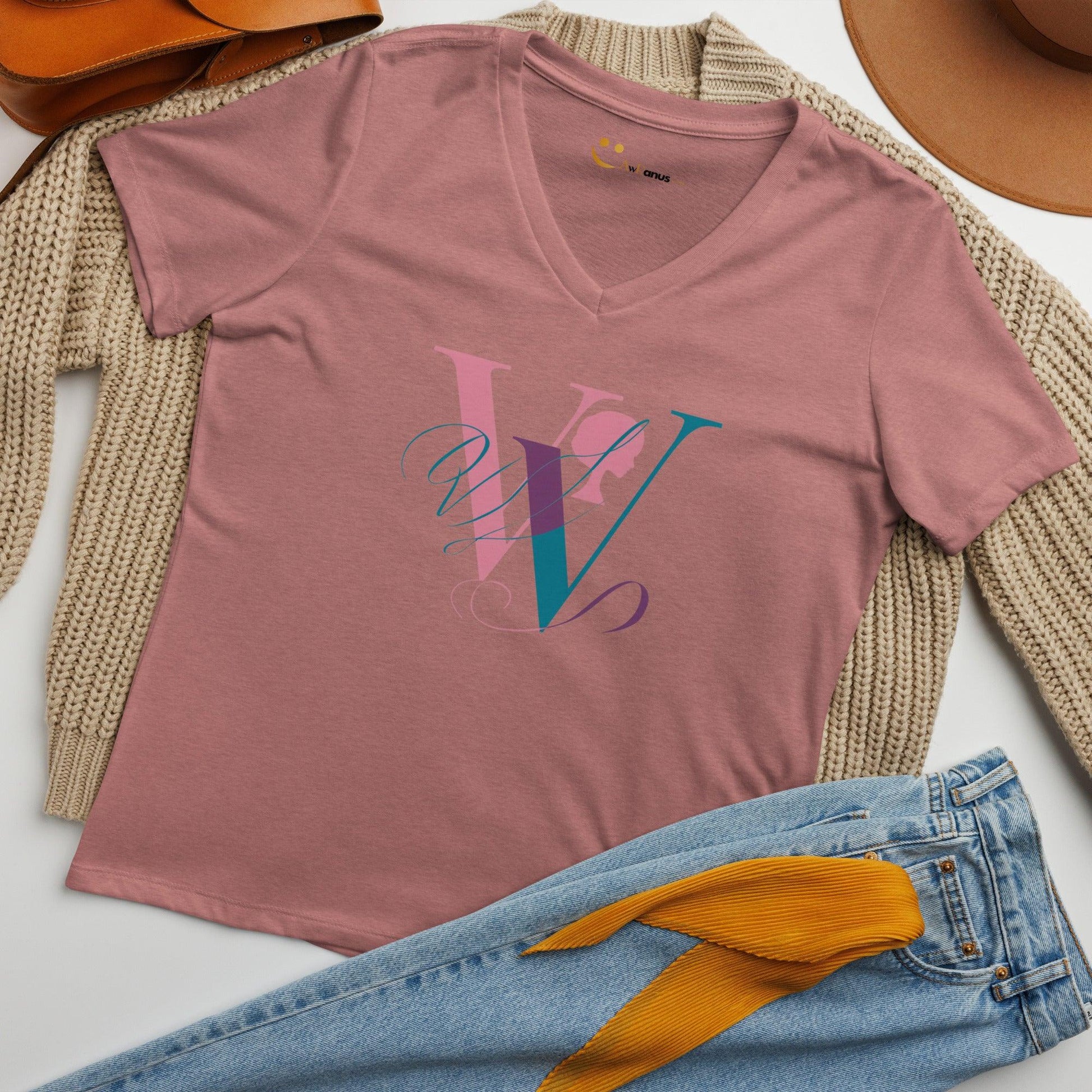Women’s Relaxed V-Neck T-Shirt | W - AwRans Clothing
