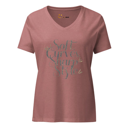 Women’s Relaxed V-Neck T-Shirt | Soft Curves Sharp Style - AwRans Clothing