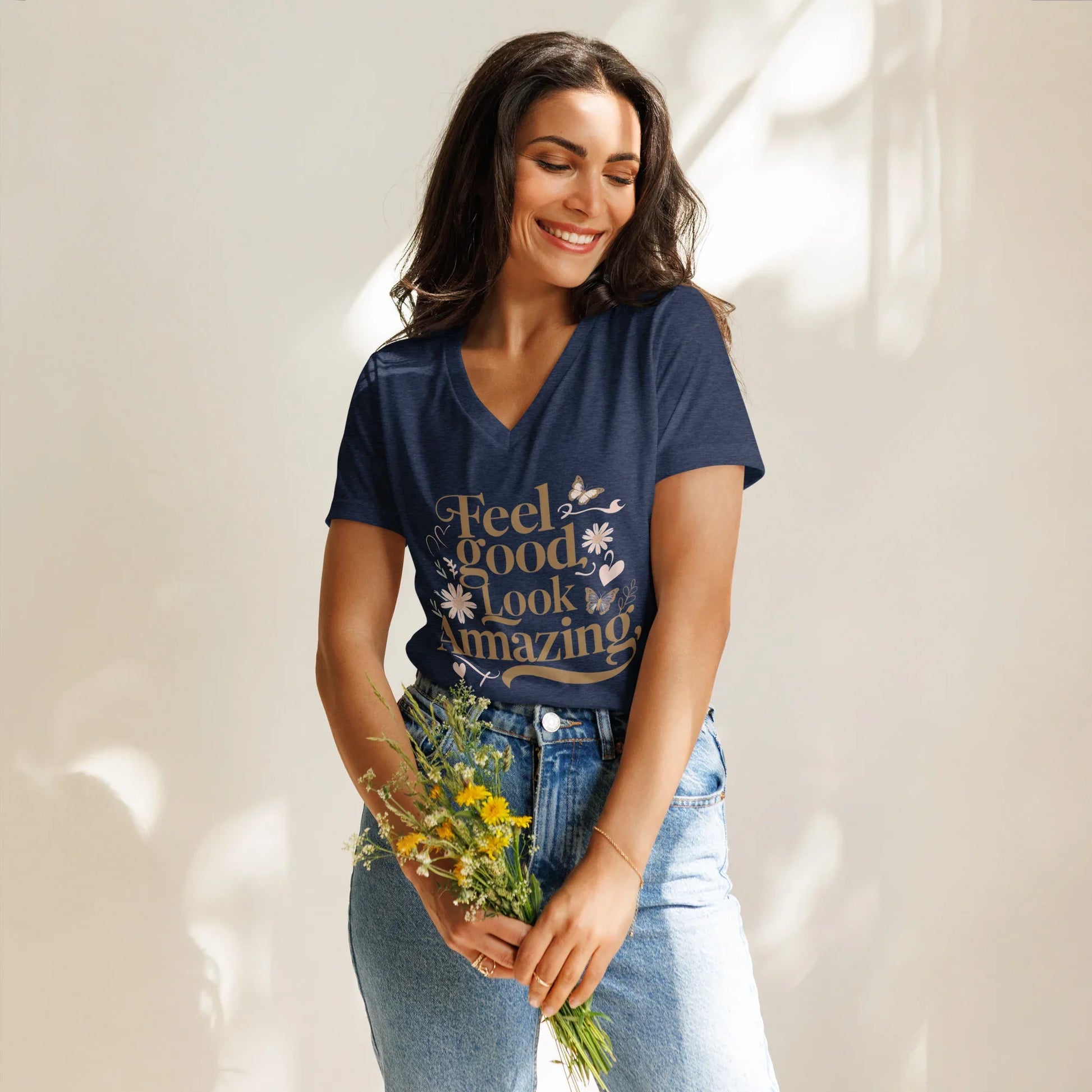 Women’s Relaxed V-Neck T-Shirt | Feel Good Look Amazing - AwRans Clothing