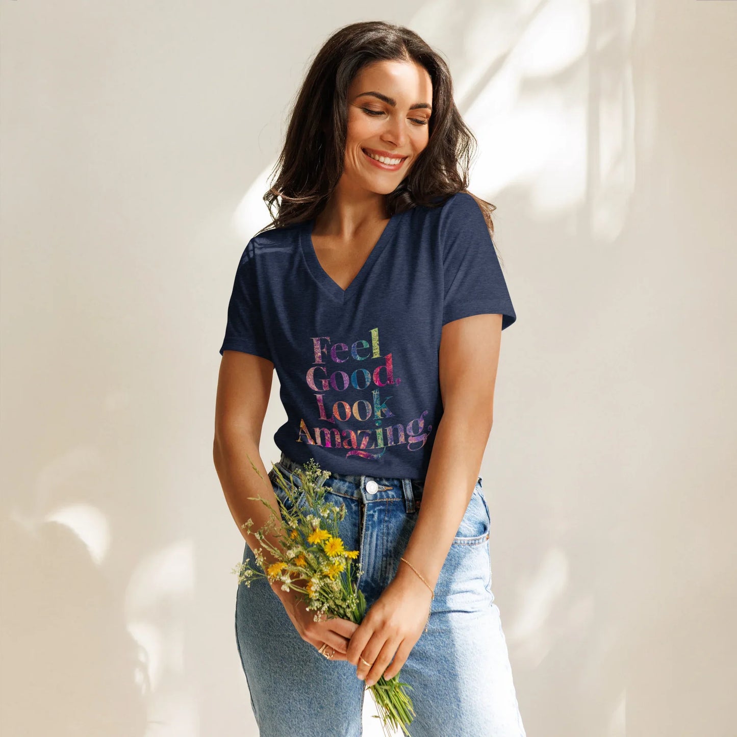 Women’s Relaxed V-Neck T-Shirt | Feel Good Look Amazing - AwRans Clothing