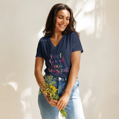 Women’s Relaxed V-Neck T-Shirt | Feel Good Look Amazing - AwRans Clothing