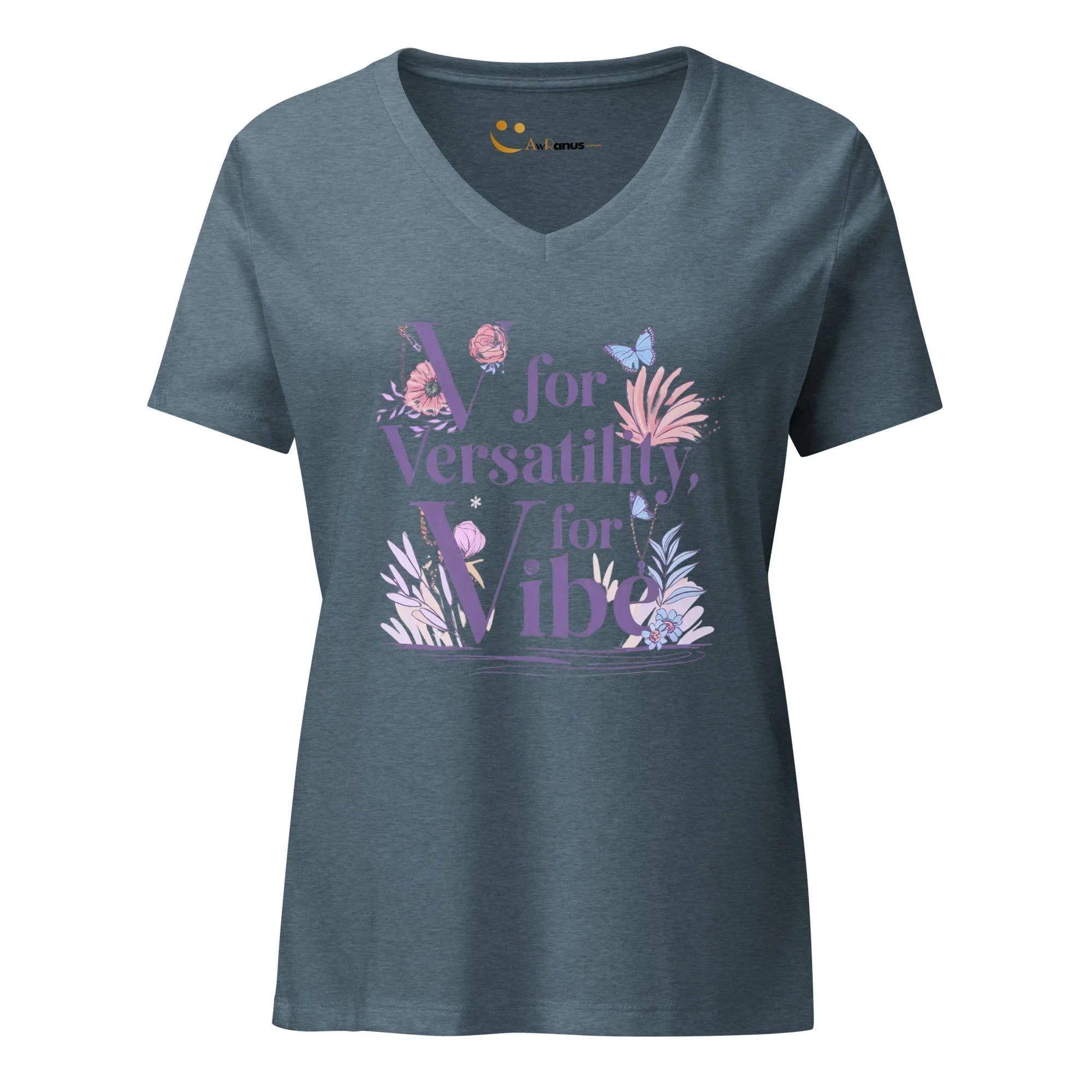 Women’s Relaxed V-Neck T-Shirt | V For Versatility,For Vibe - AwRans Clothing