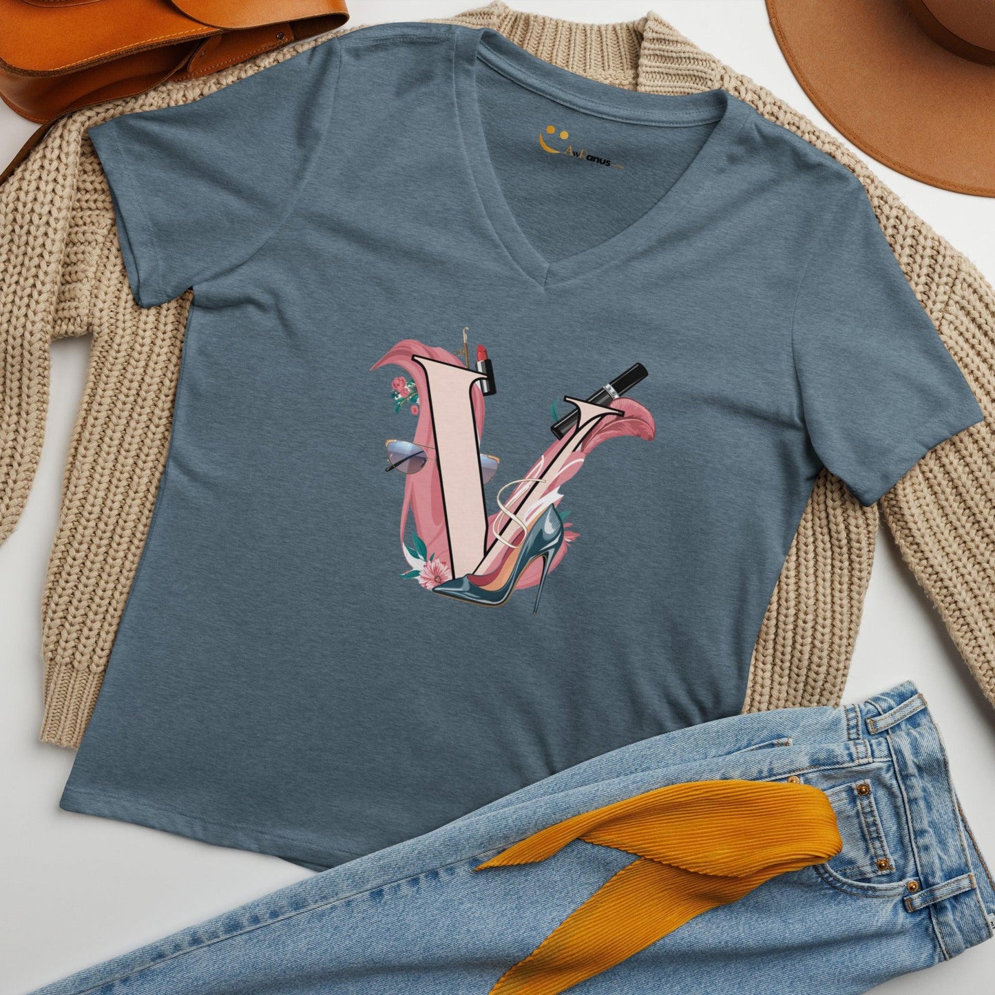 Women’s Relaxed V-Neck T-Shirt | V - AwRans Clothing