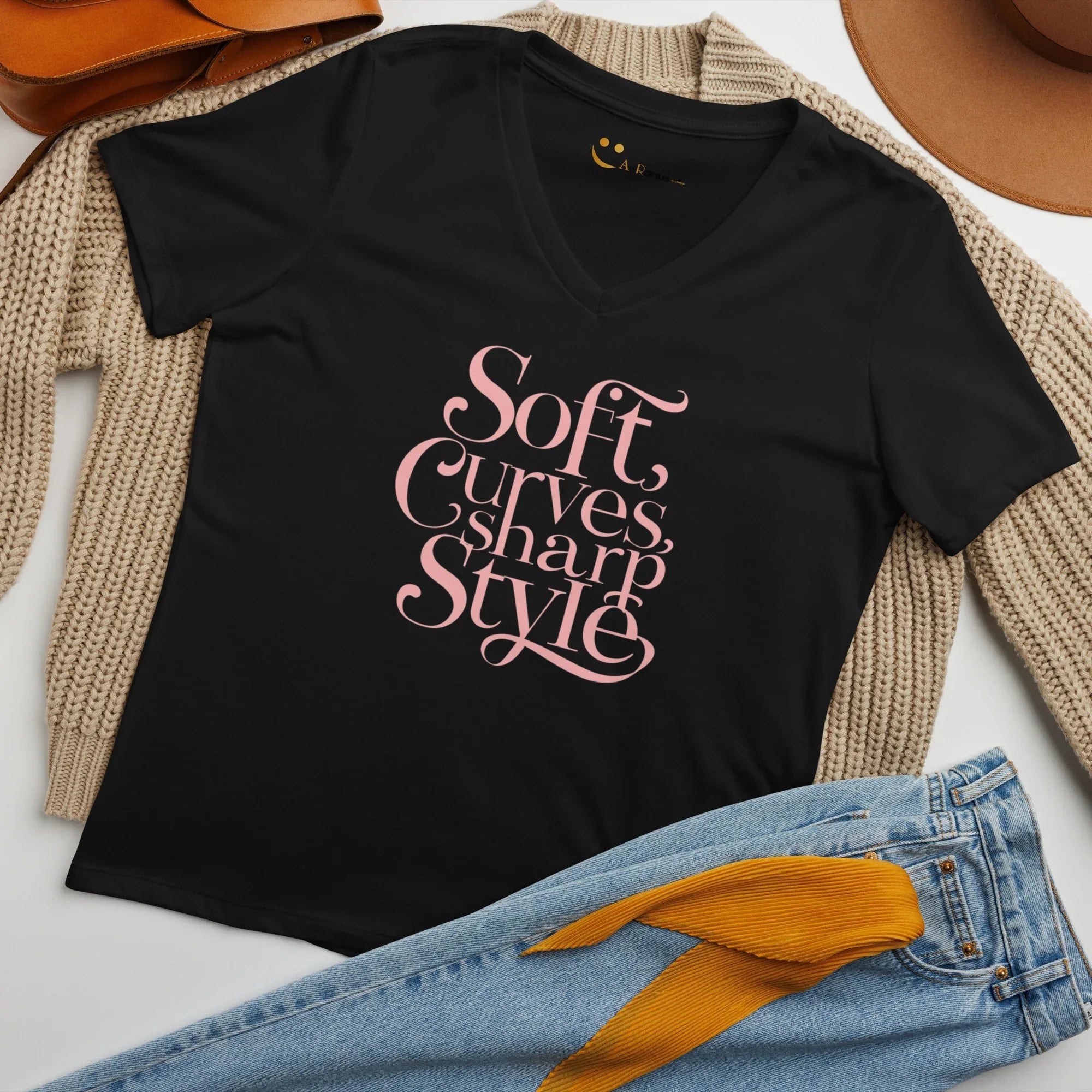 Women’s Relaxed V-Neck T-Shirt | Soft Curves Sharp Style - AwRans Clothing