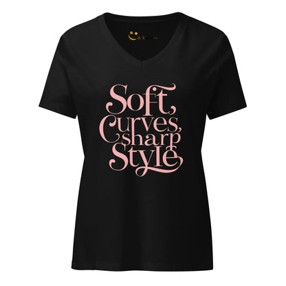 Women’s Relaxed V-Neck T-Shirt | Soft Curves Sharp Style - AwRans Clothing