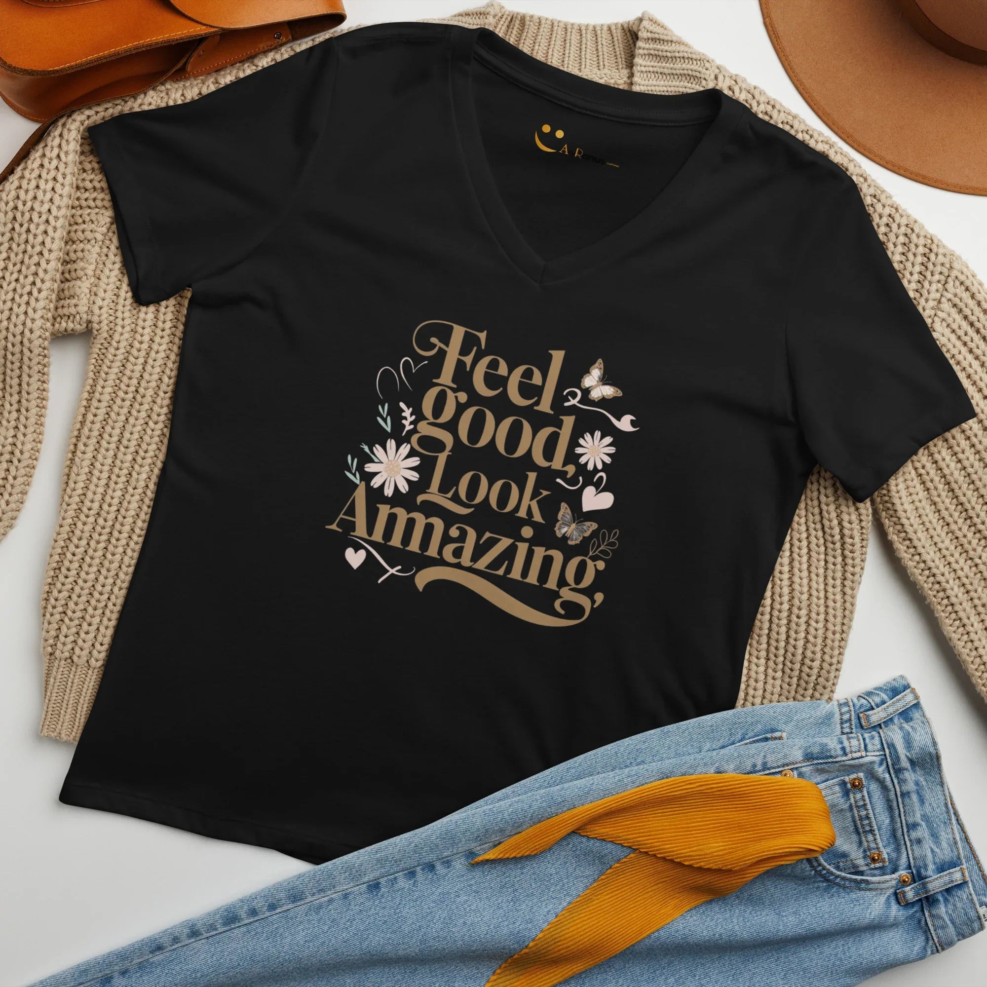 Women’s Relaxed V-Neck T-Shirt | Feel Good Look Amazing - AwRans Clothing