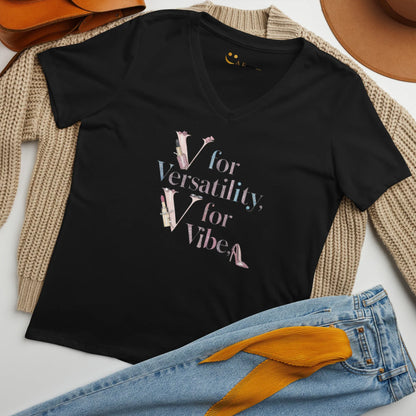 Women’s Relaxed V-Neck T-Shirt | V For Versatility,For Vibe - AwRans Clothing