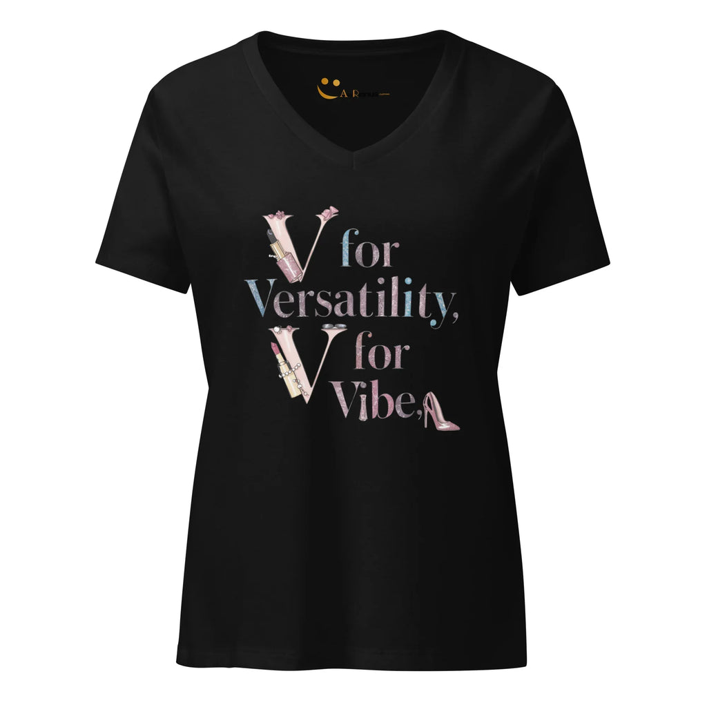 Women’s Relaxed V-Neck T-Shirt | V For Versatility,For Vibe - AwRans Clothing