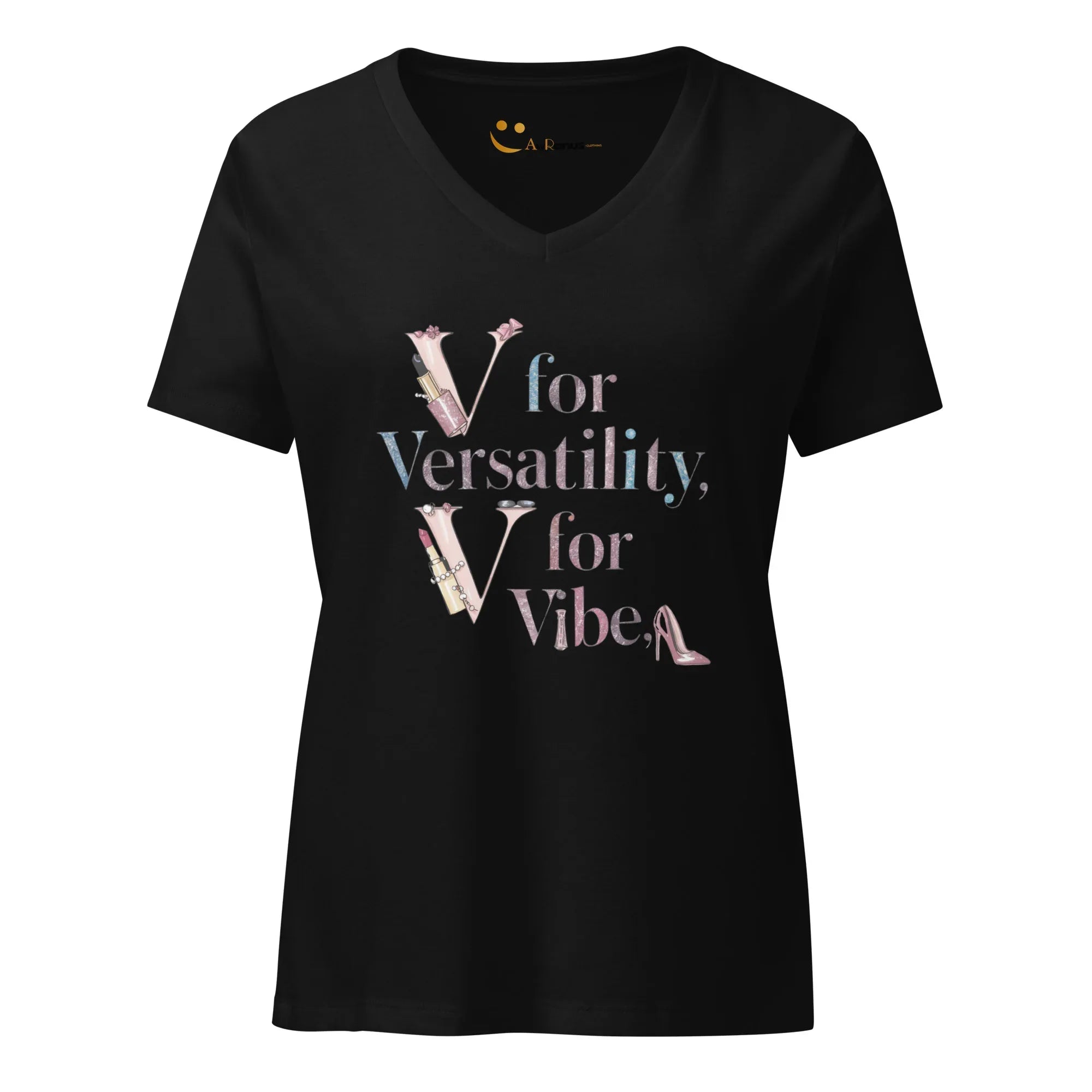 Women’s Relaxed V-Neck T-Shirt | V For Versatility,For Vibe - AwRans Clothing