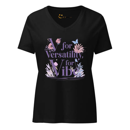 Women’s Relaxed V-Neck T-Shirt | V For Versatility,For Vibe - AwRans Clothing